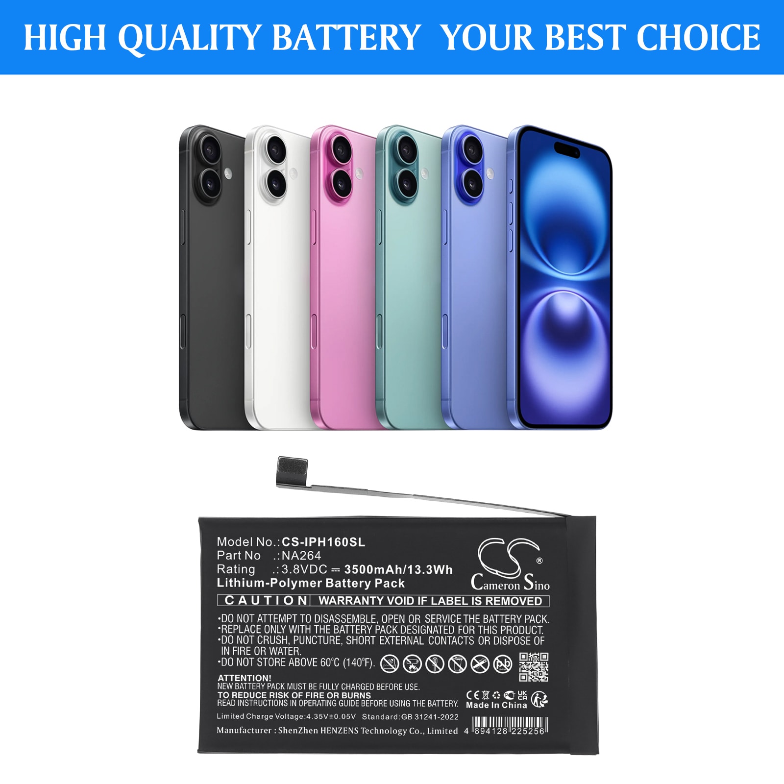 Batteri til mobiltelefon, smarttelefon fra Apple A3081, A3286, A3287 m.fl.