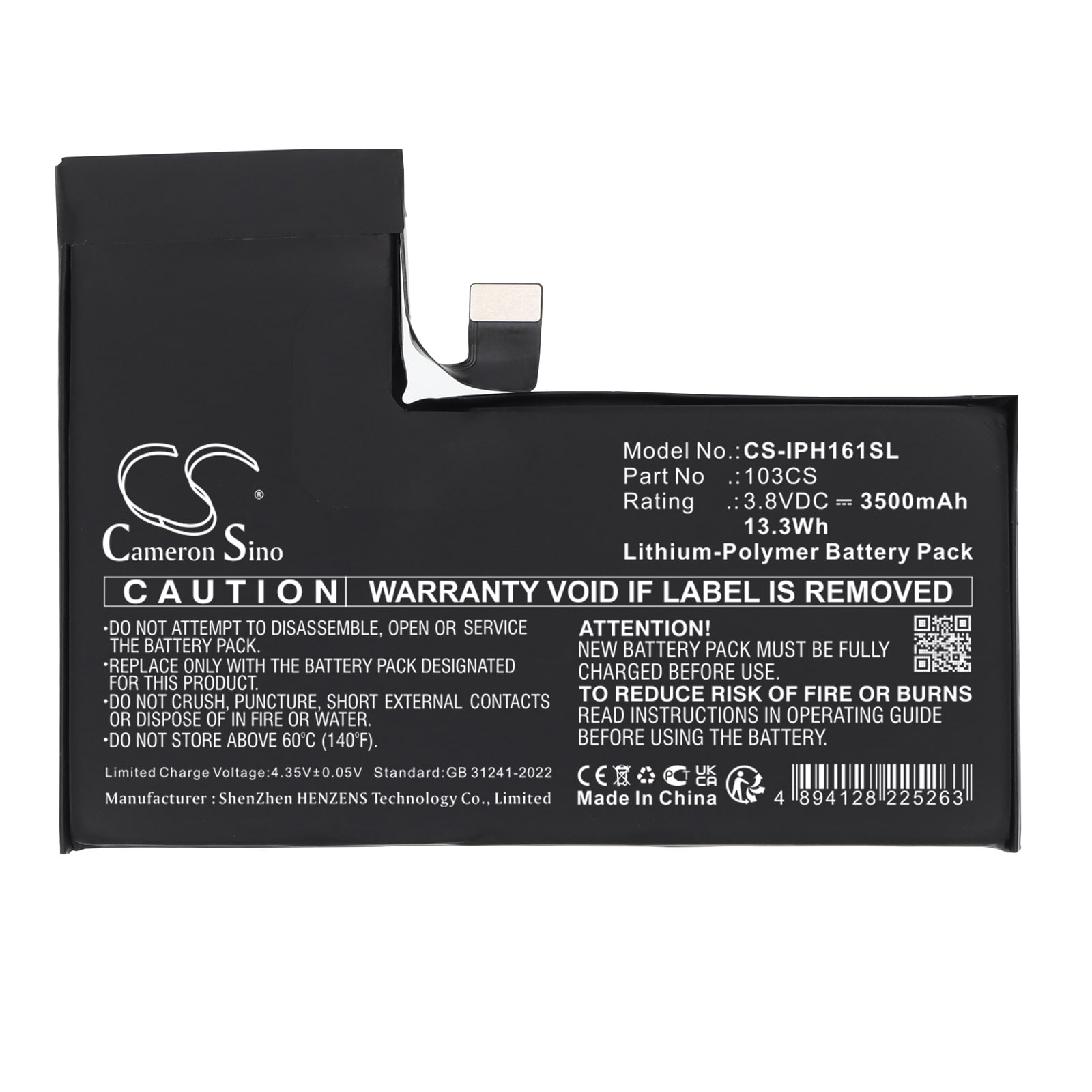 Batteri til mobiltelefon, smarttelefon for Apple  A3083,  A3292,  A3293 m.fl.