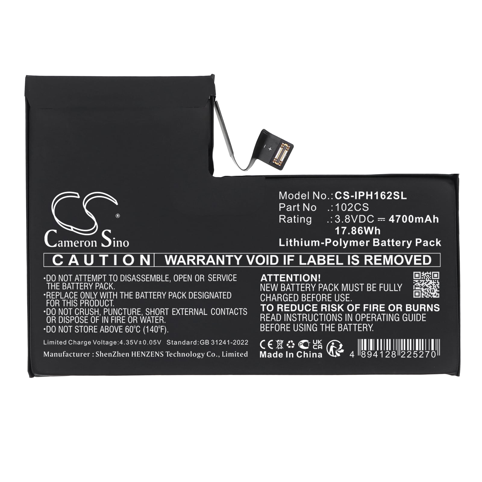 Batteri til mobiltelefon, smarttelefon for Apple  A3084 ,  A3295,  A3296 m.fl.
