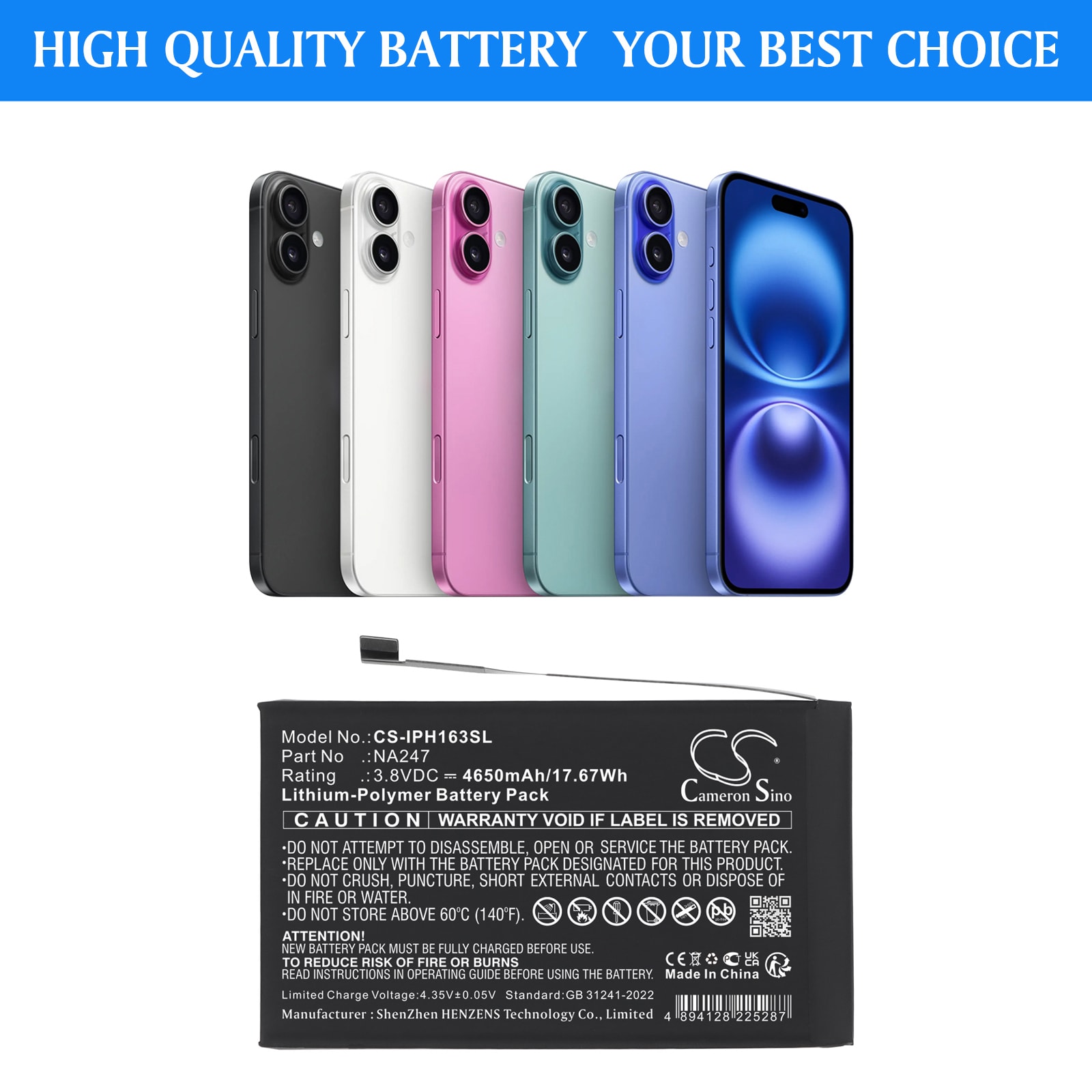 Batteri til mobiltelefon, smarttelefon for Apple  A3082,  A3289,  A3290 m.fl.