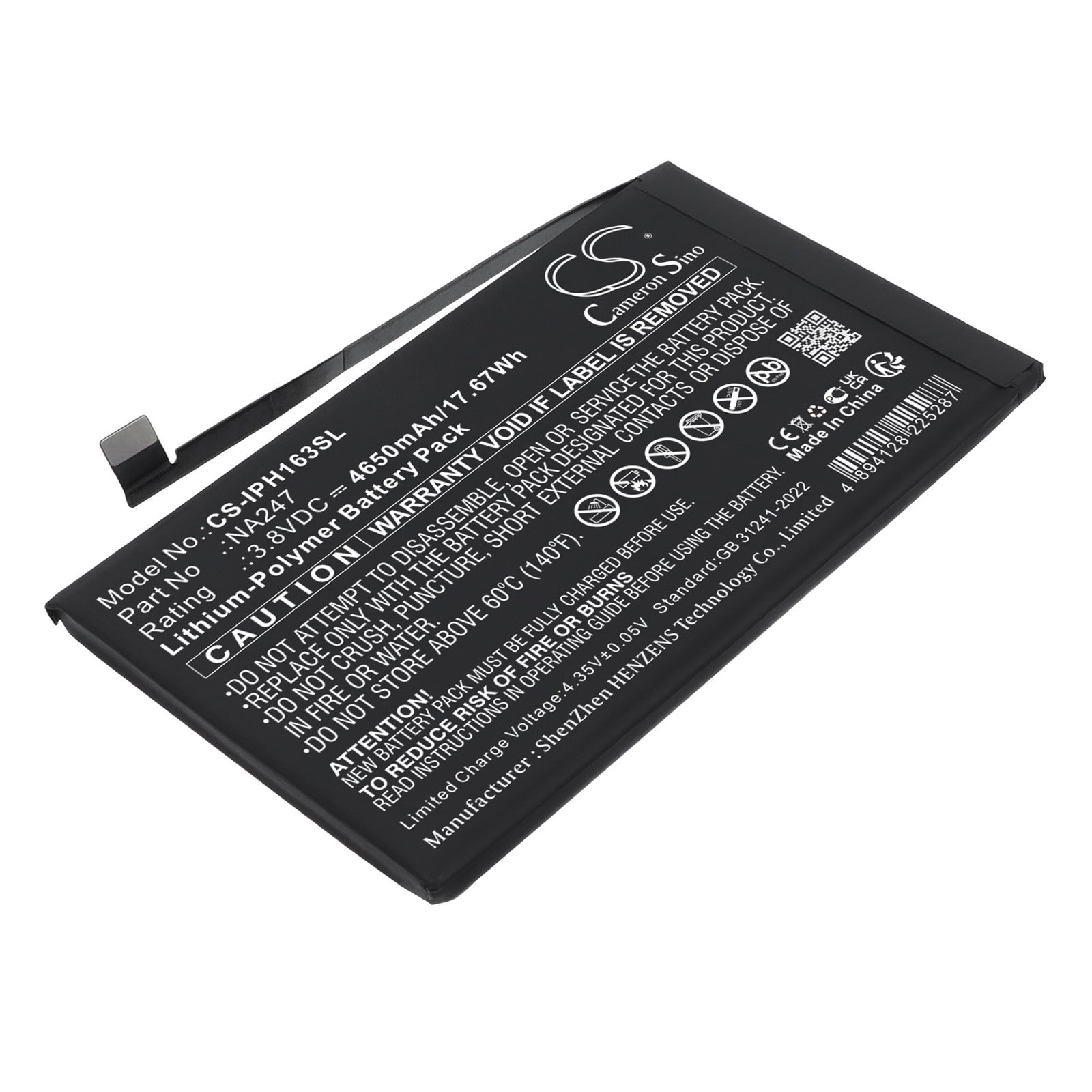 Batteri til mobiltelefon, smarttelefon for Apple  A3082,  A3289,  A3290 m.fl.