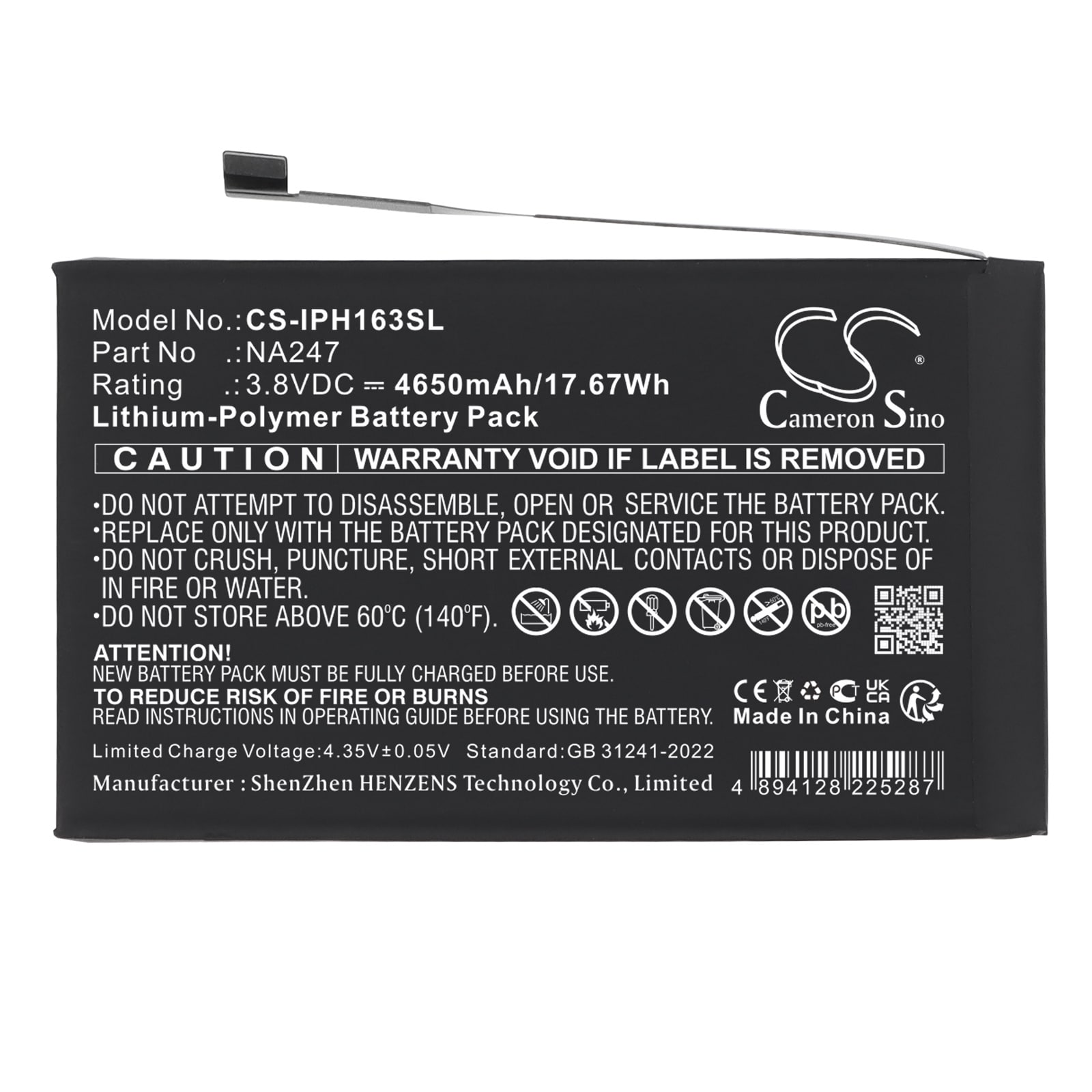 Batteri til mobiltelefon, smarttelefon for Apple  A3082,  A3289,  A3290 m.fl.