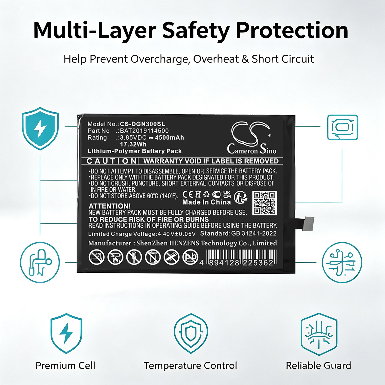 Batteri til mobiltelefon, smarttelefon for Doogee N30