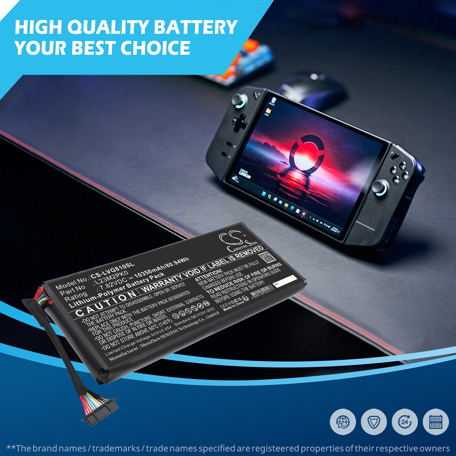 Batteri til spillkonsoll for Lenovo Legion Go 8APU1