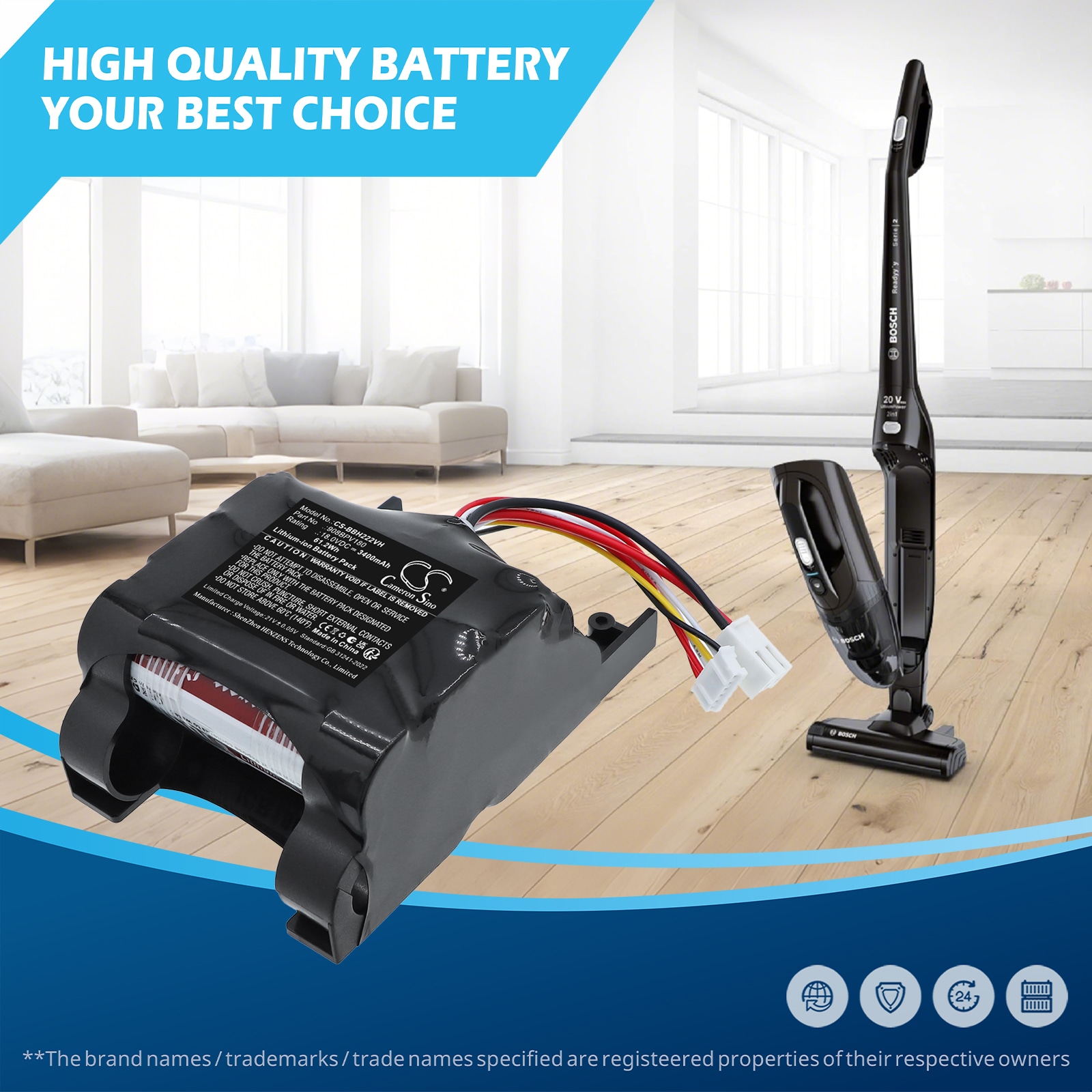 Batteri til støvsuger fra Bosch  11021499,  11021520,  11038976 m.fl.