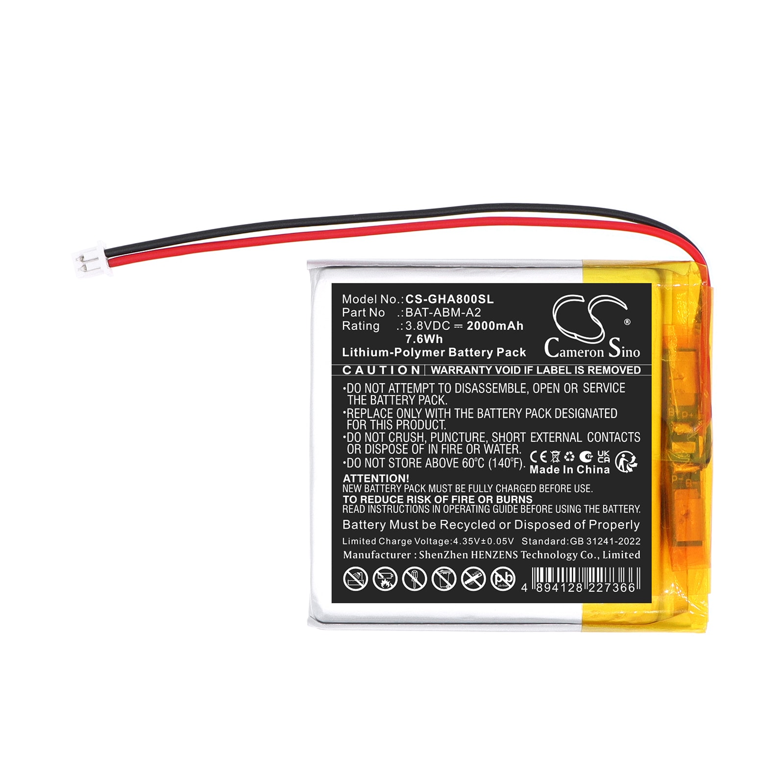 Batteri til BabyPhone for GHB ABM800