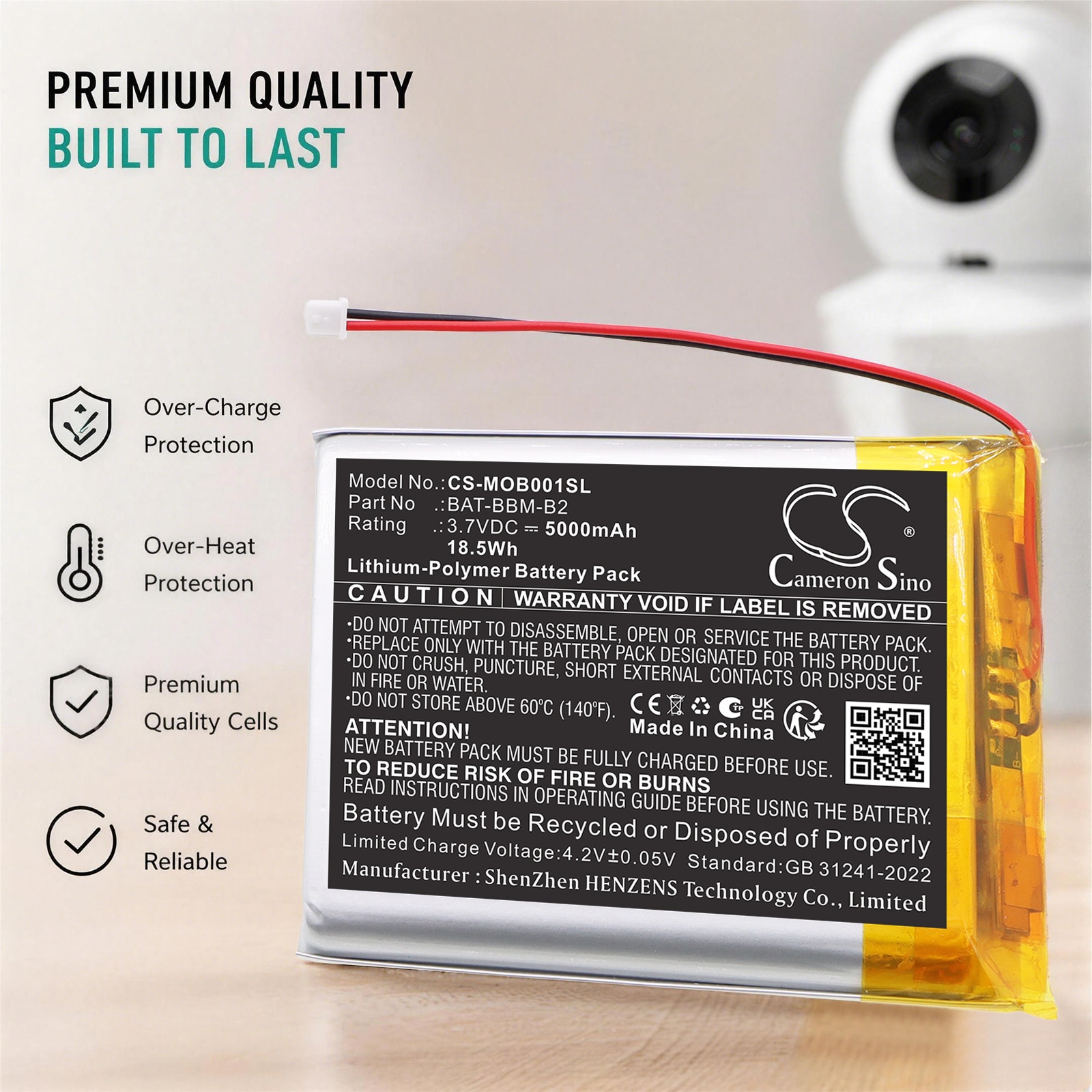 Batteri til BabyPhone for Bonoch  BBM03,  BBM05, MegaView Baby Monitor 7 BBM01