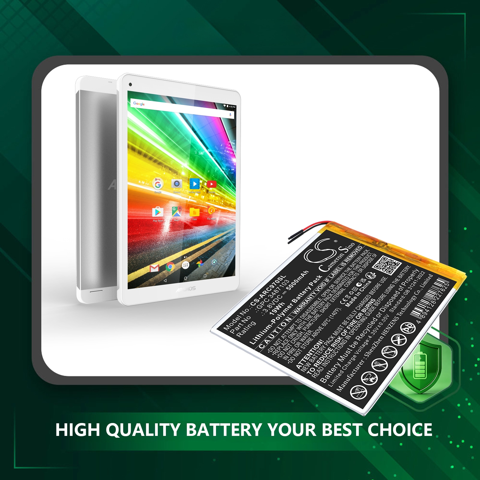 Batteri til nettbrett for Archos AC97CPL, 97C Platinum
