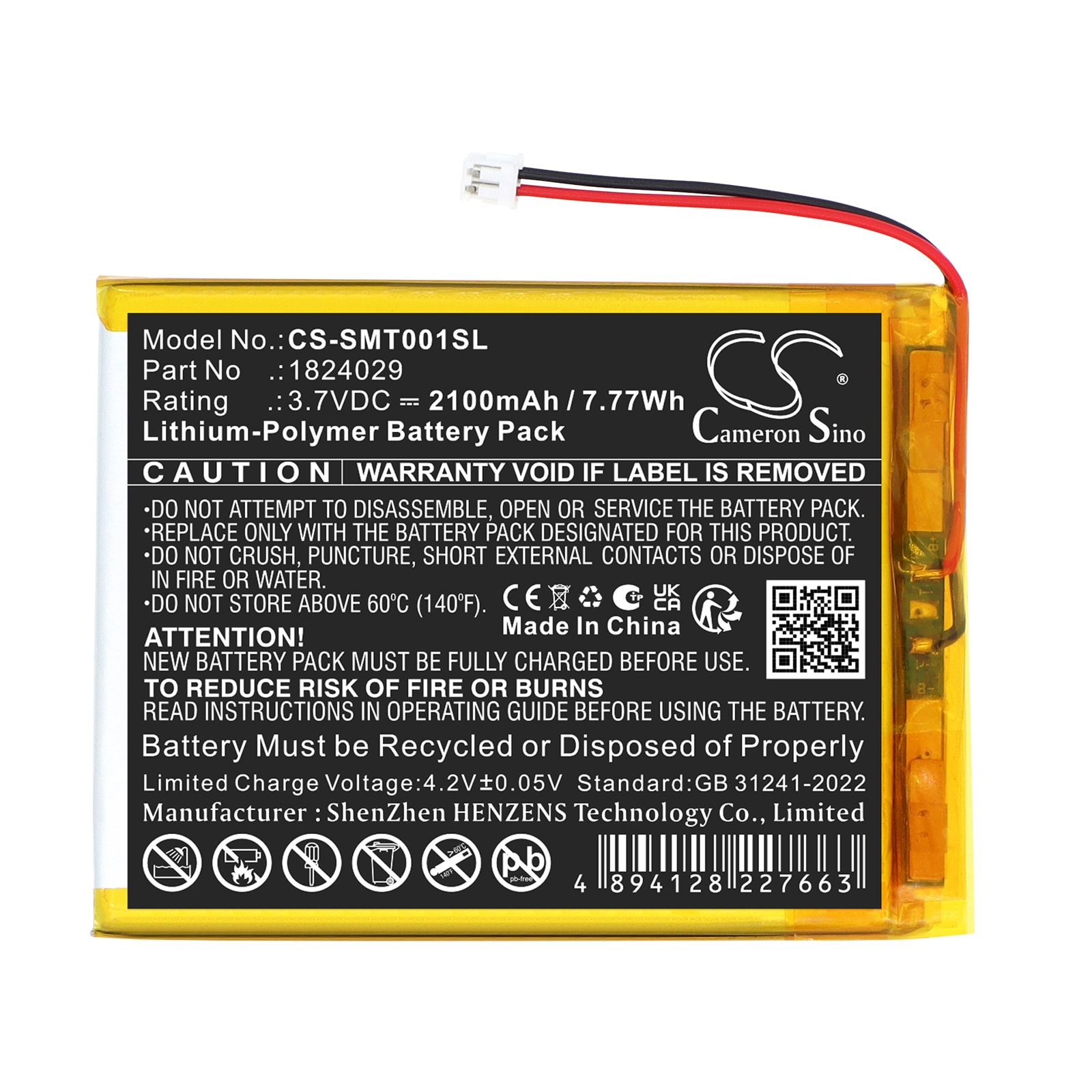 Batteri til Smart Home for Somfy  1824029, TaHoma Pad io, Tahomi Pad io