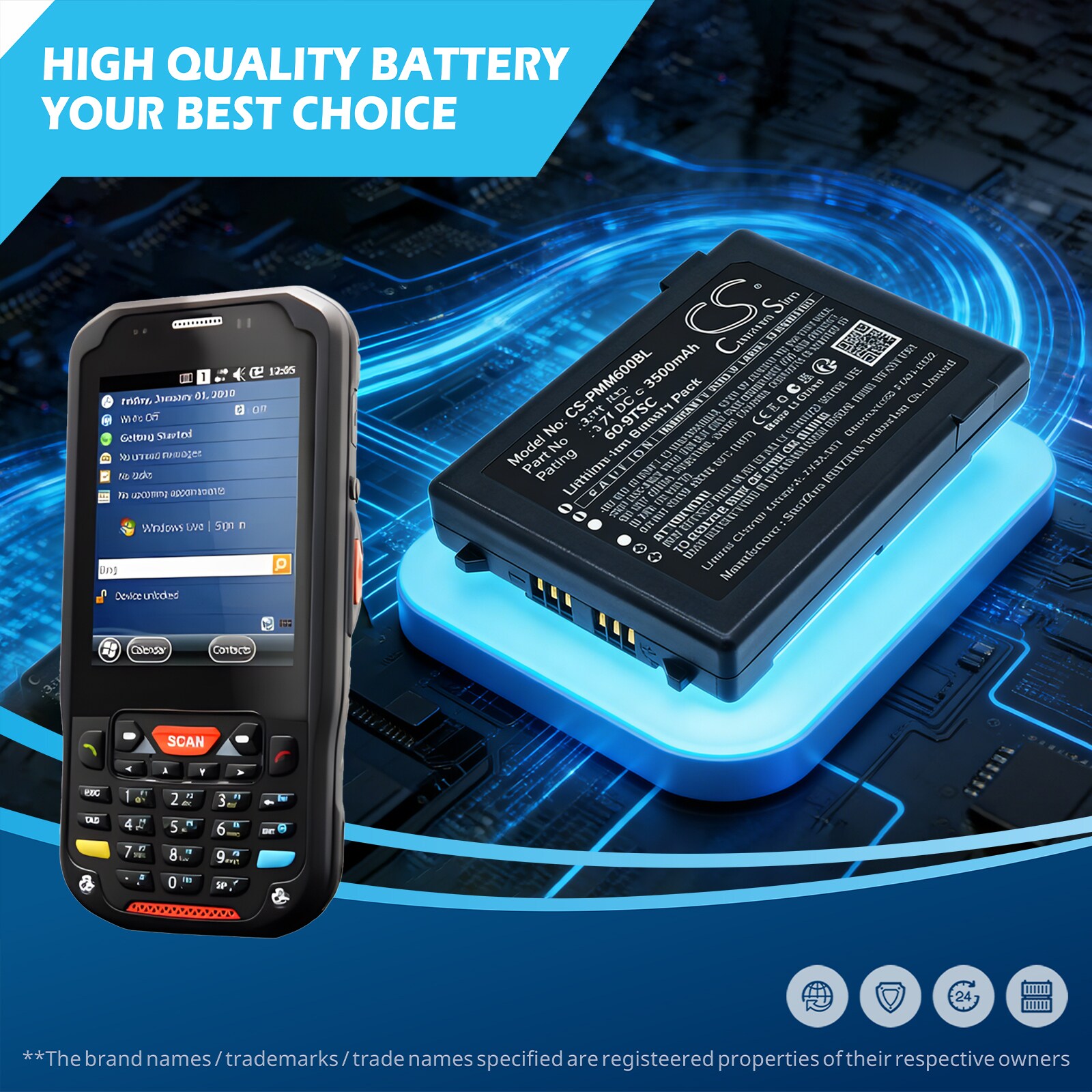 Batteri til strekkodeleser for Point Mobile PM60