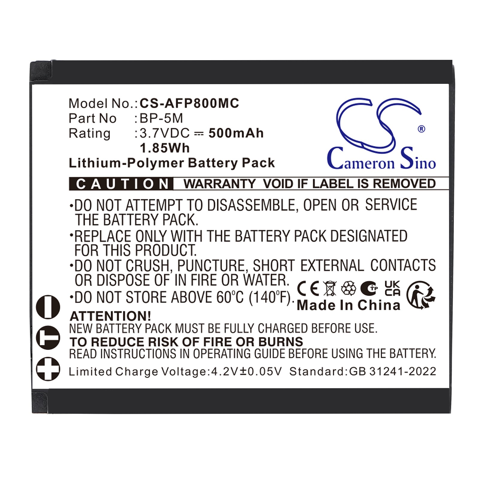 Batteri til kamera for AgfaPhoto Realishot WP8000