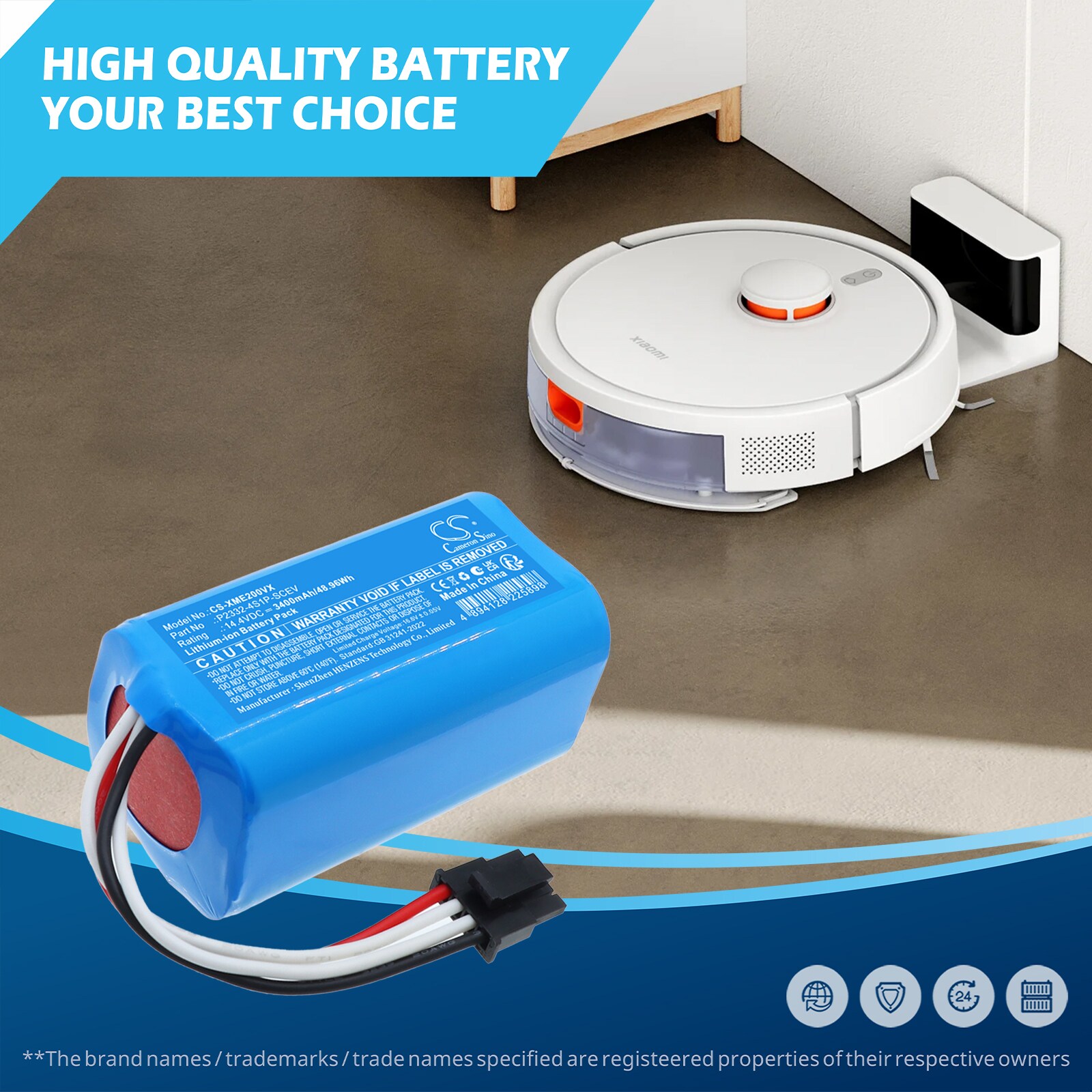 Batteri til støvsuger for Xiaomi  ‎BHR8629EU,  BHR8629EU,  BHR9664EU m.fl.
