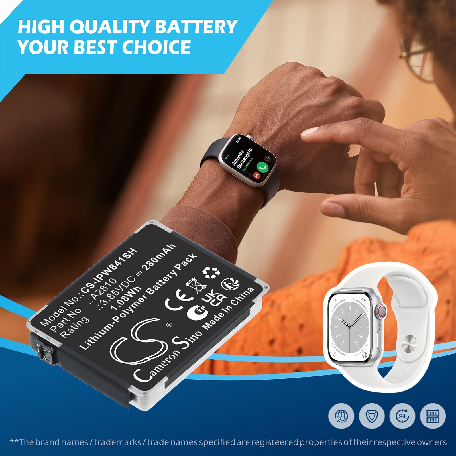 Batteri til Apple-smartklokke  A2770,  A2772,  A2773 m.fl.
