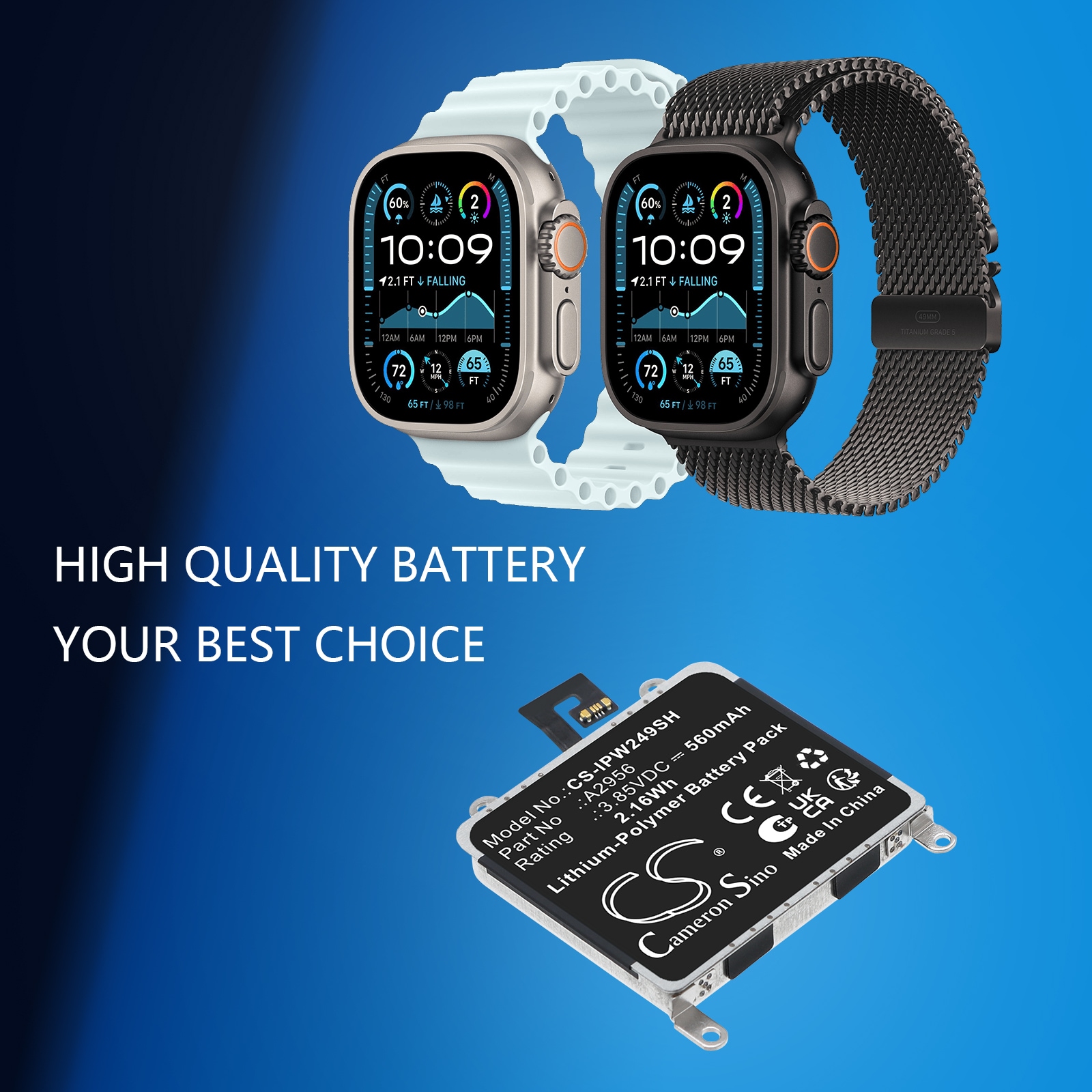 Batteri til Apple-smartklokke  A2686,  A2887, Watch Ultra 2 m.fl.