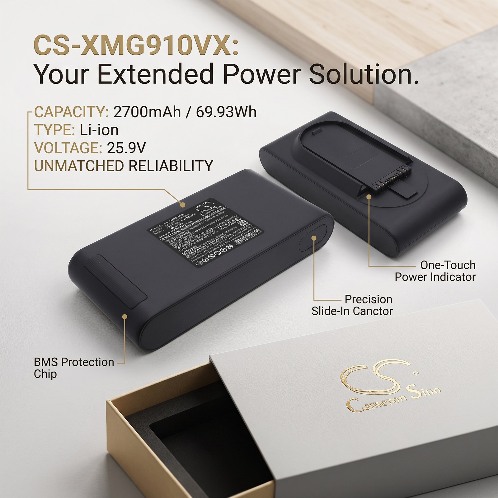 Batteri til støvsuger for Xiaomi G9 Plus håndholdt støvsuger, G10 Plus BHR6179EU m.fl.