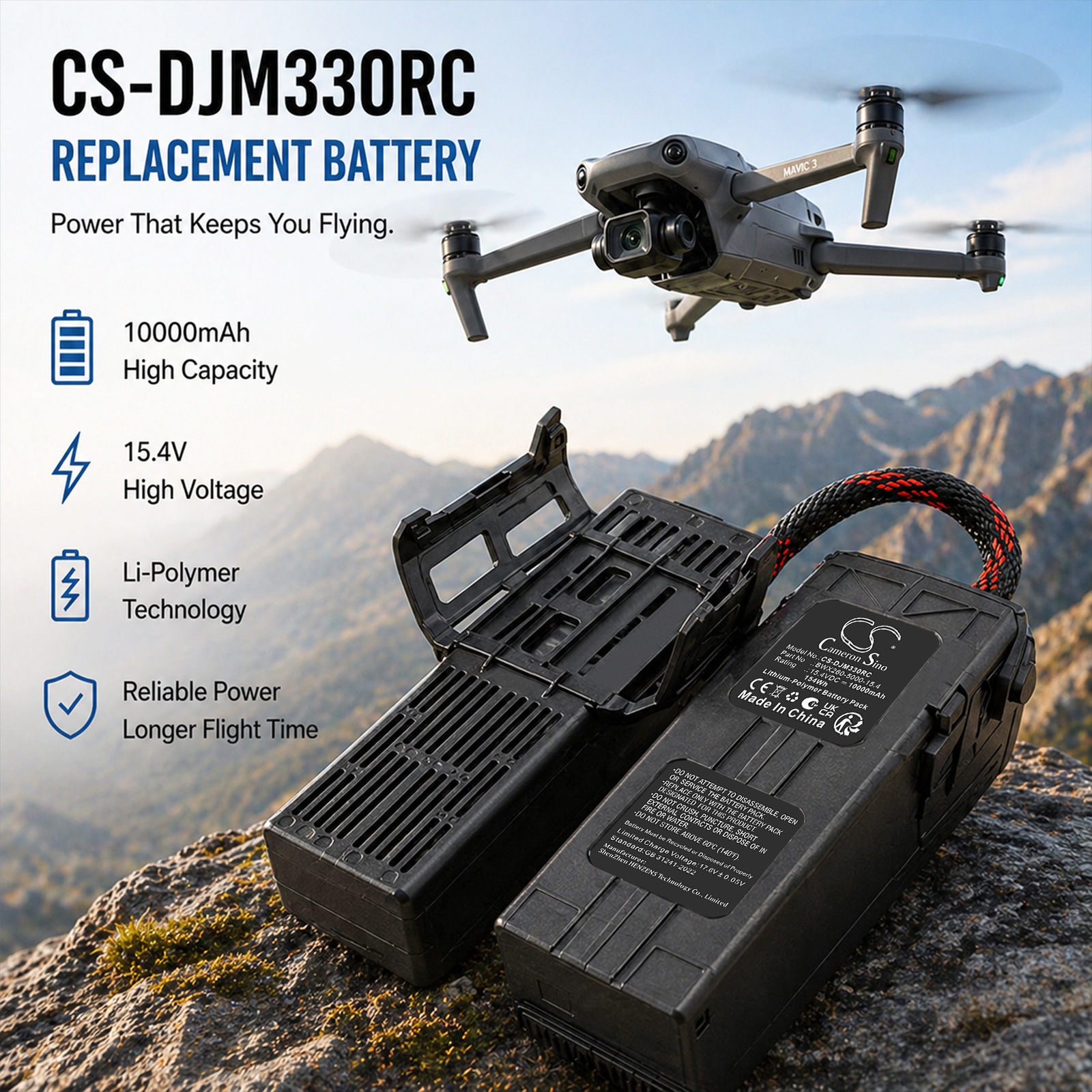 Batteri til droner av typen DJI Mavic 3, DJI Mavic 3 Cine, DJI Mavic 3 Classic m.fl.