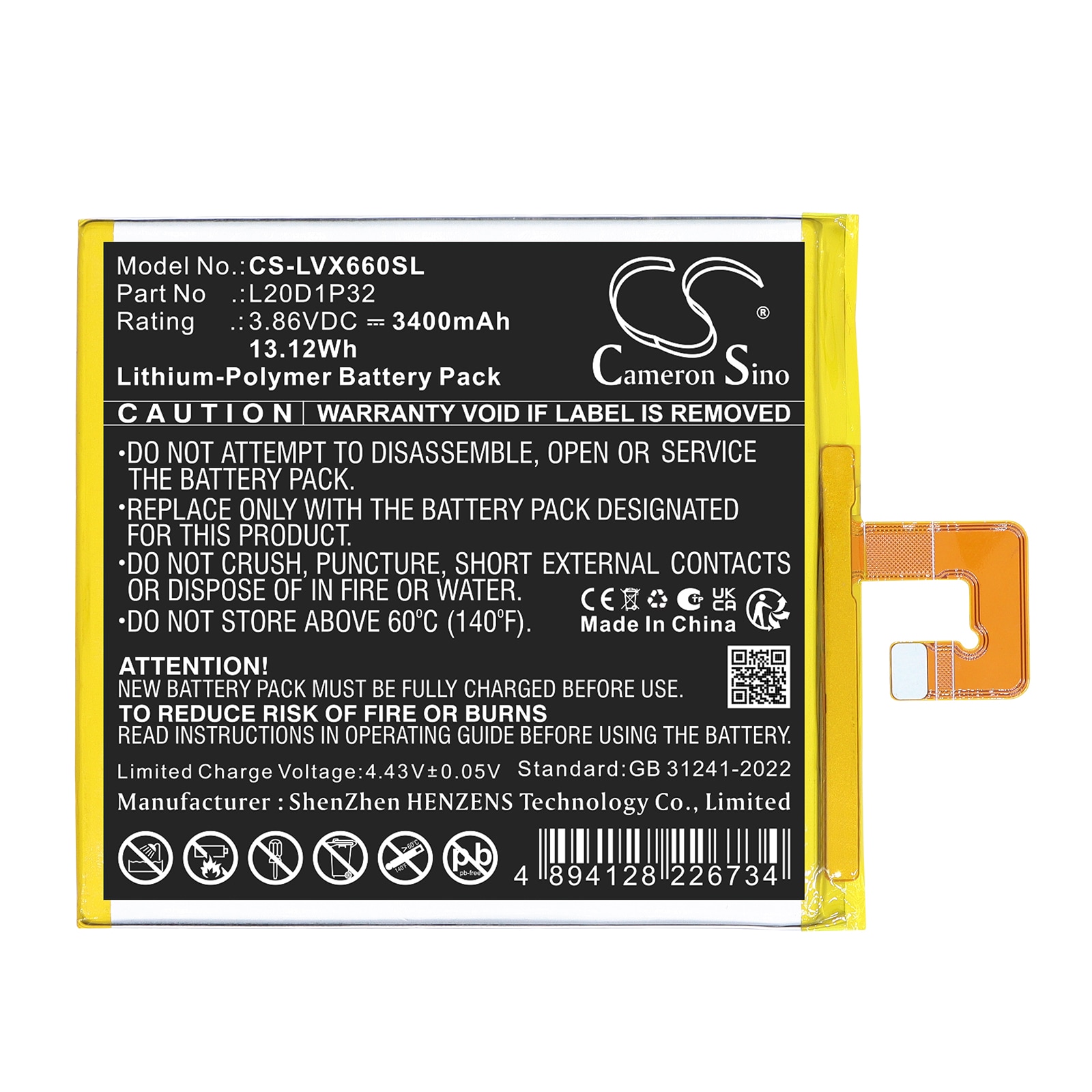 Batteri til nettbrett fra Lenovo: TB-X6C6F, TB-X6C6X, Tab K10