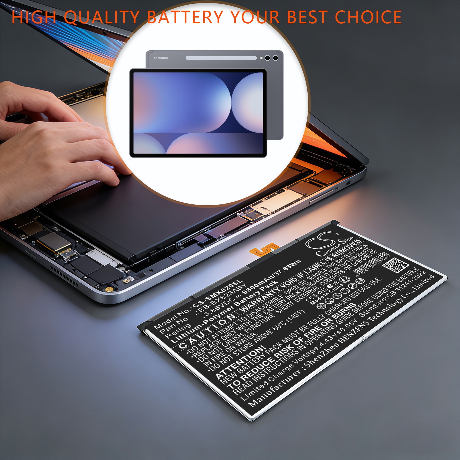 Batteri til nettbrett for Samsung Galaxy Tab S10+, SM-X620, SM-X626 m.fl.