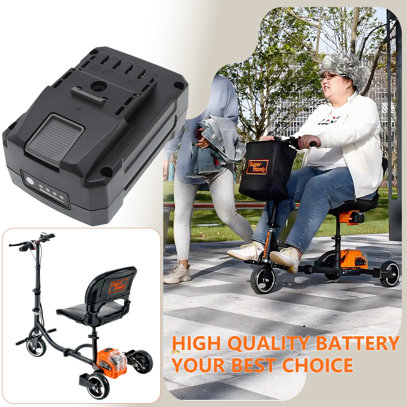 Batteri til elektrisk scooter for SuperHandy 3 Wheel Power Mobility Scooter Plus m.fl.