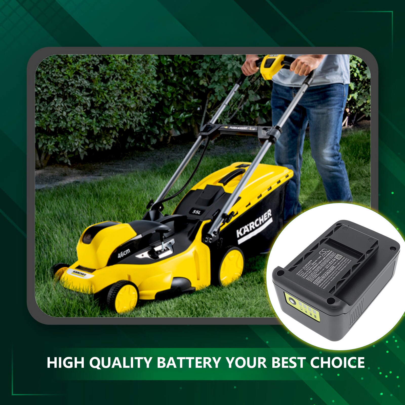 Batteri til hageverktøy for Karcher  trådløs gressklipper LMO 36-40,  K2 m.fl.