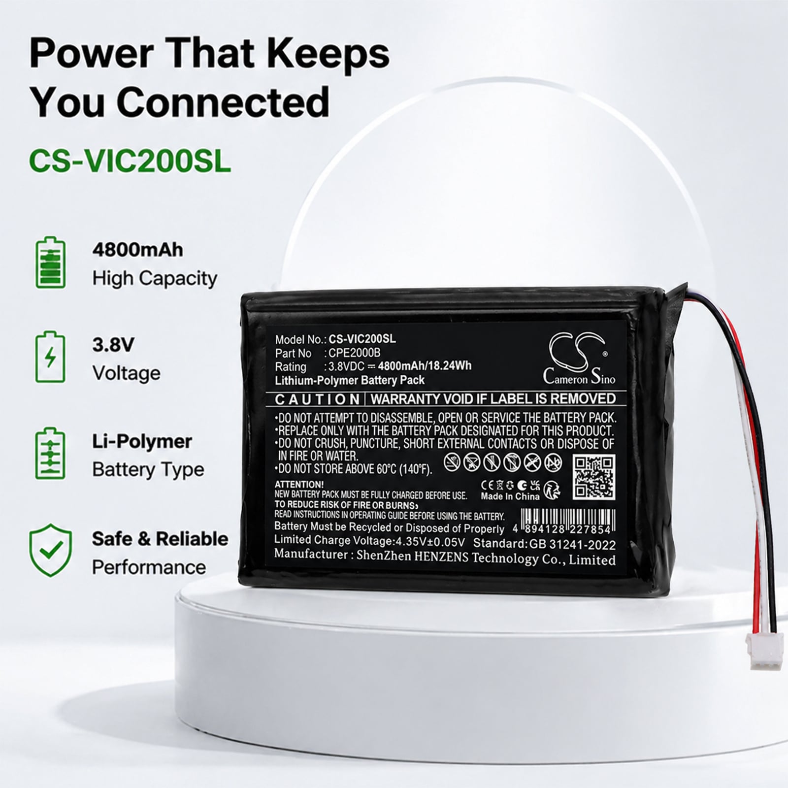 Batteri til hotspot for VIDA CPE2000B 4G LTE CPE-ruter