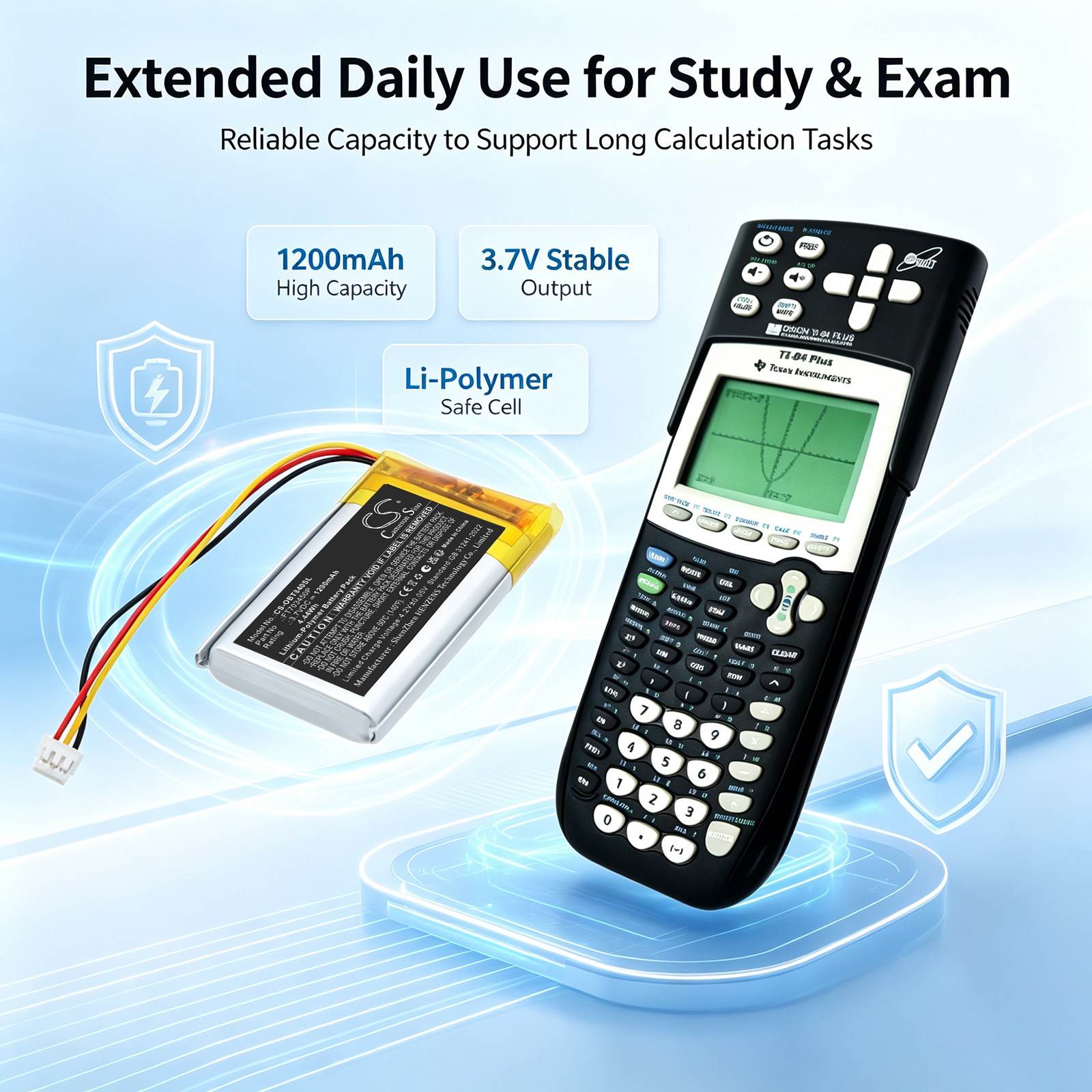 Batteri til kartlegging og testing, utstyr til Orion TI-84 Plus