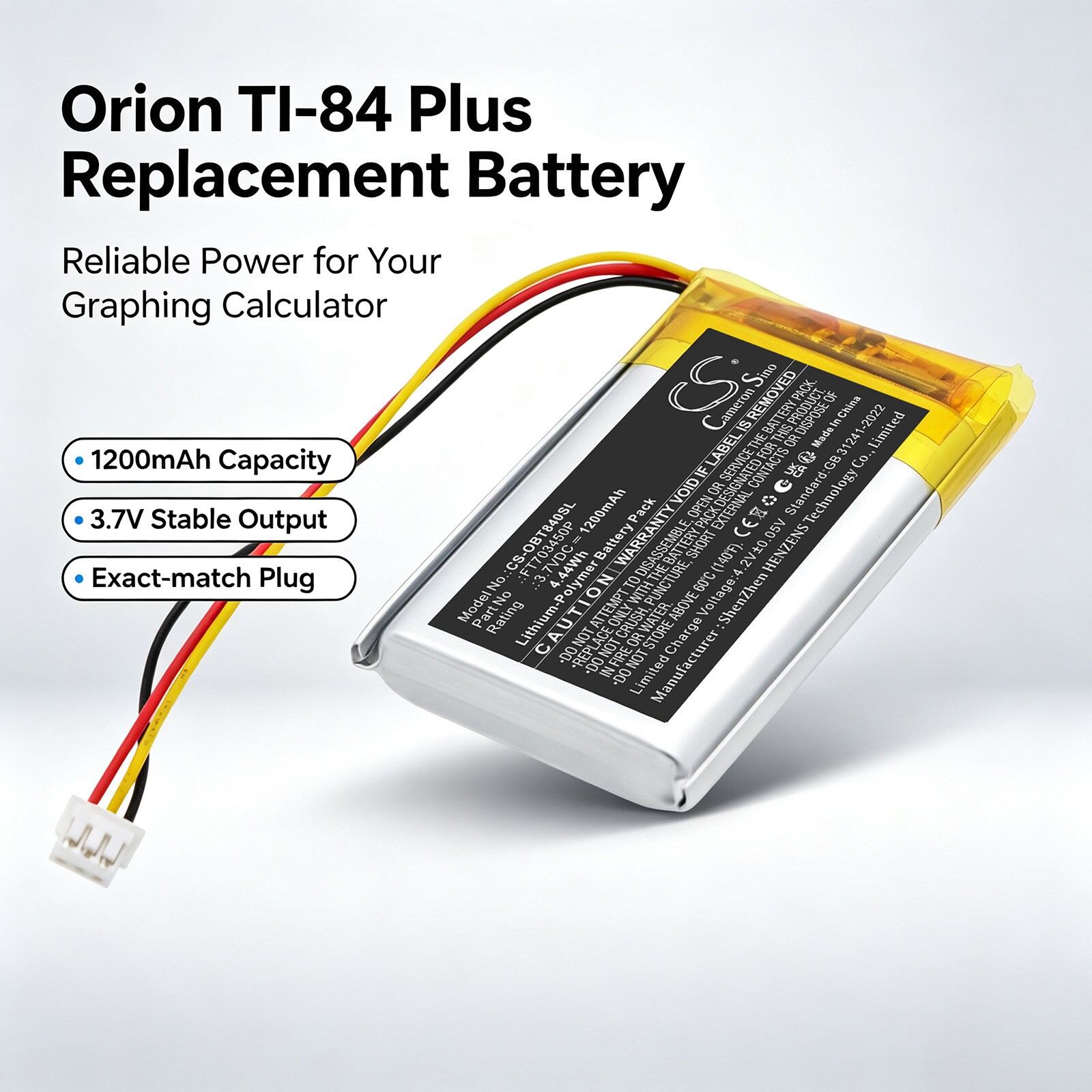 Batteri til kartlegging og testing, utstyr til Orion TI-84 Plus