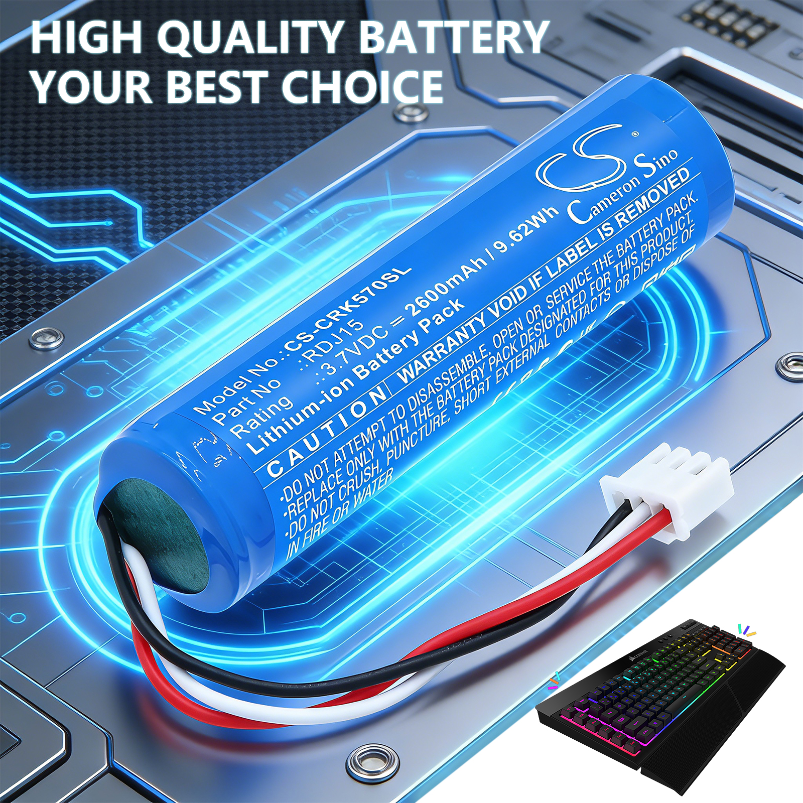 Batteri til tastatur og mus for Corsair K57 RGB Wireless Gaming Keyboard, K57