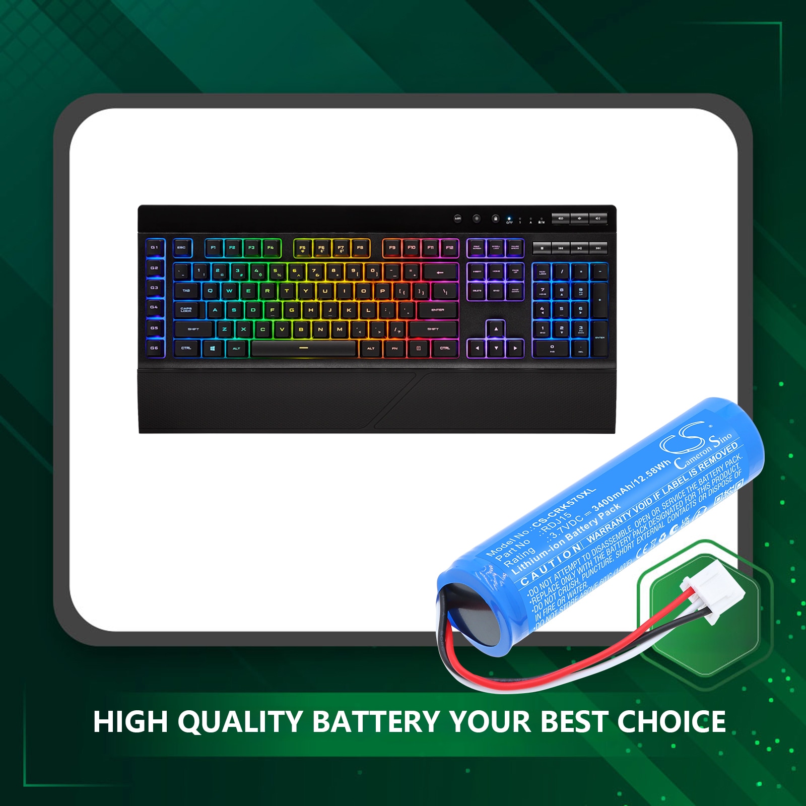 Batteri til tastatur og mus for Corsair K57 RGB Wireless Gaming Keyboard, K57