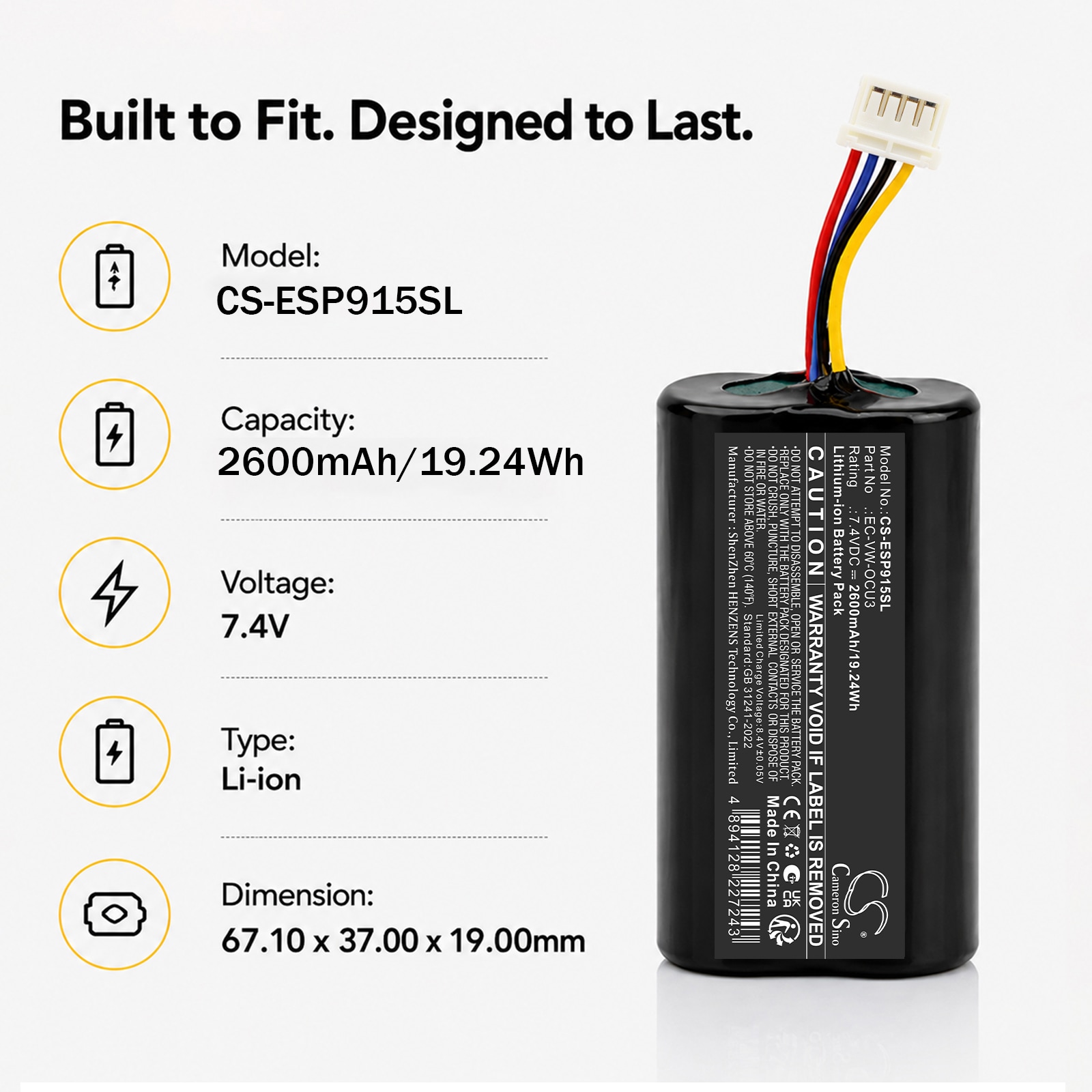 Batteri til nødstrømforsyning for Volkswagen Arteon 3H 2017, Caddy SB 2021 m.fl.