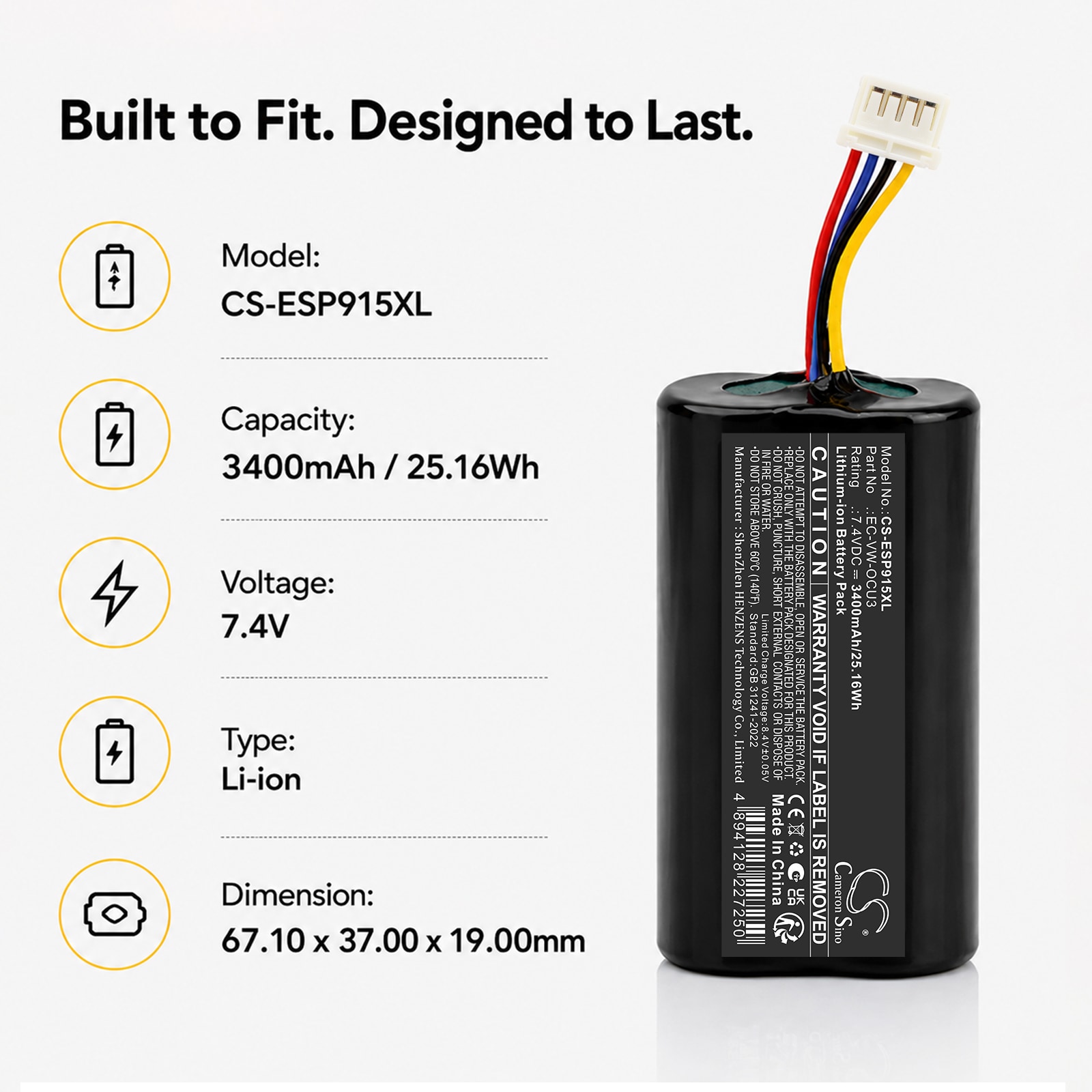 Batteri til nødstrømforsyning for Volkswagen Arteon 3H 2017, Caddy SB 2021 m.fl.