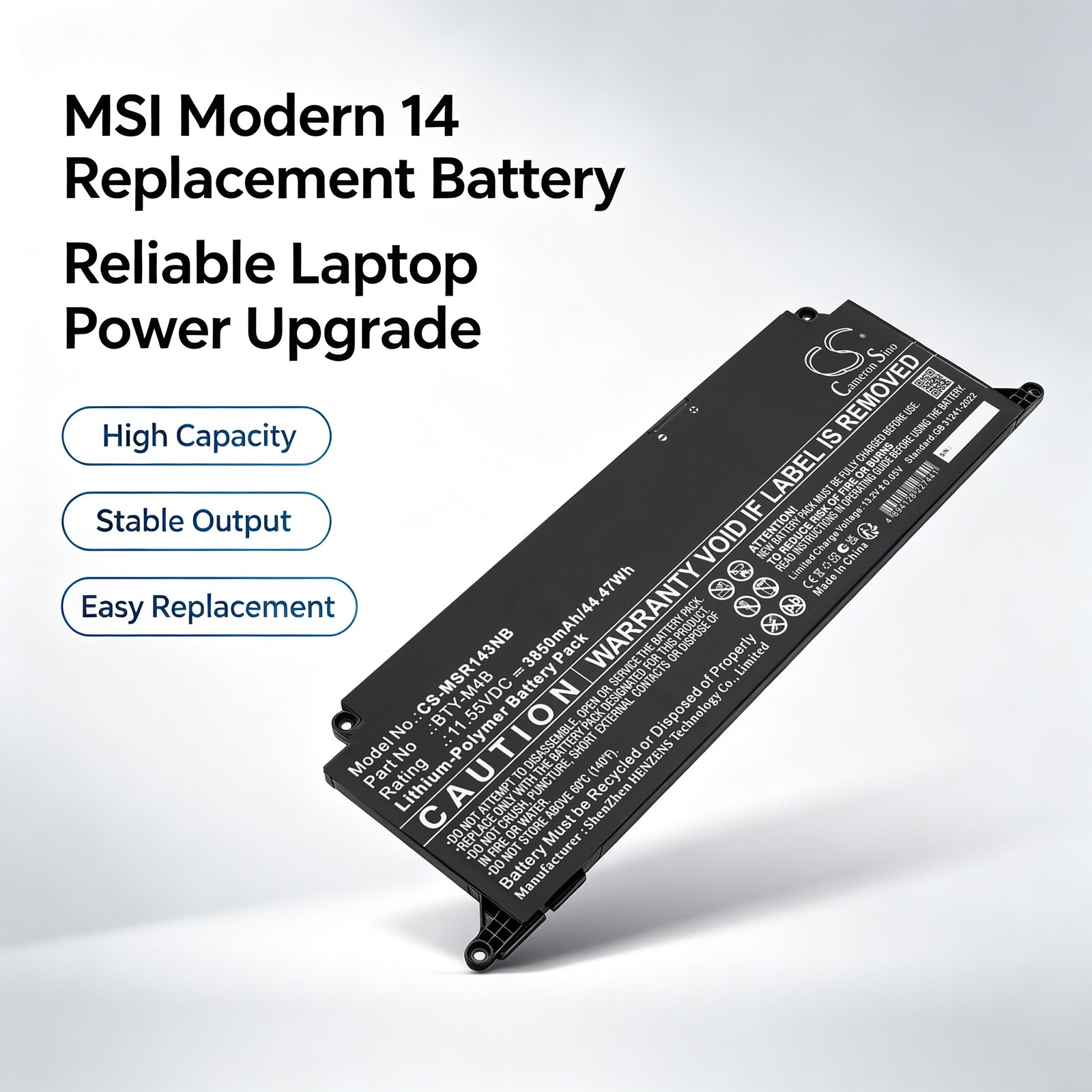 Batteri til bærbar PC, til MSI F13MG-206XES, Modern 14