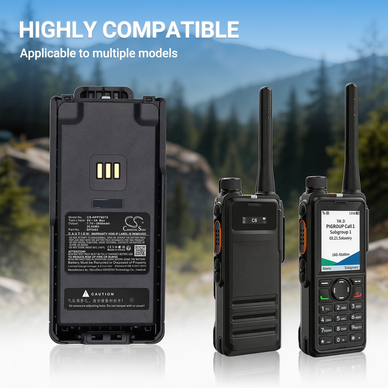 Batteri til toveis radio for Hytera HP700, HP705, HP780 m.fl.