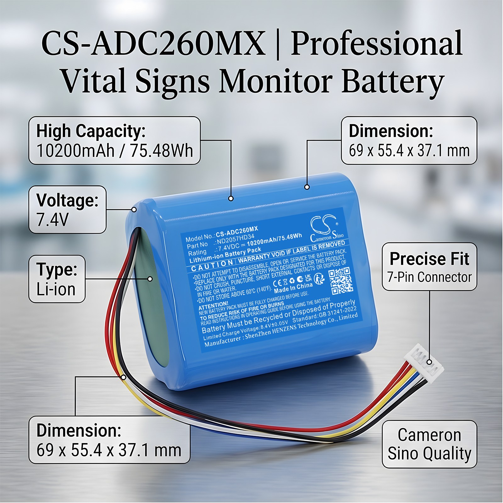Batteri til SunTech CT40-monitor for medisinsk bruk