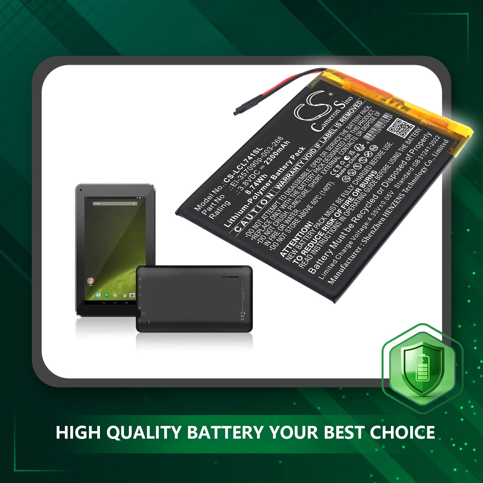 Batteri til nettbrett for Logicom L-ement Tab 741