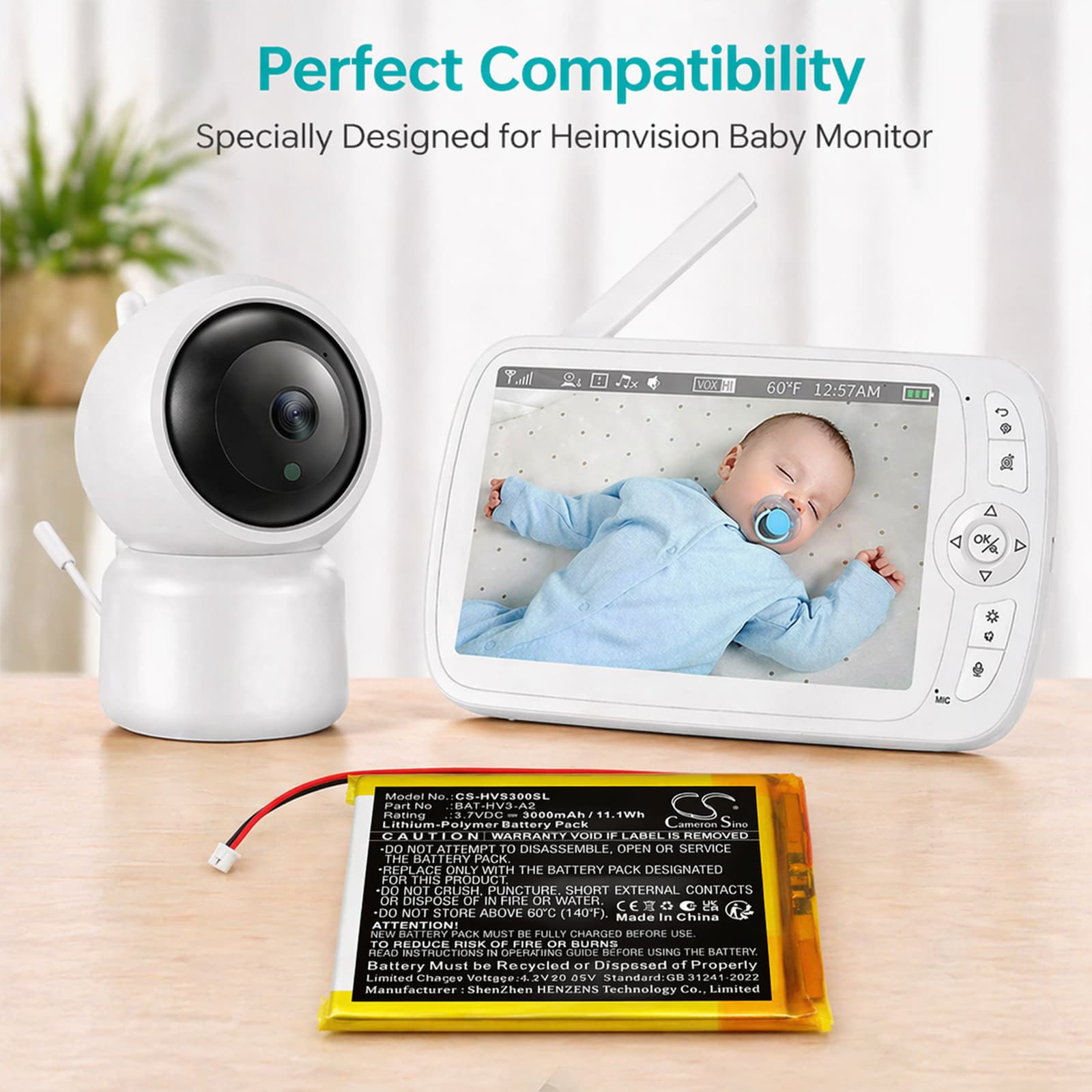 Batteri til BabyPhone for HeimVision Soothe 3 babyalarm