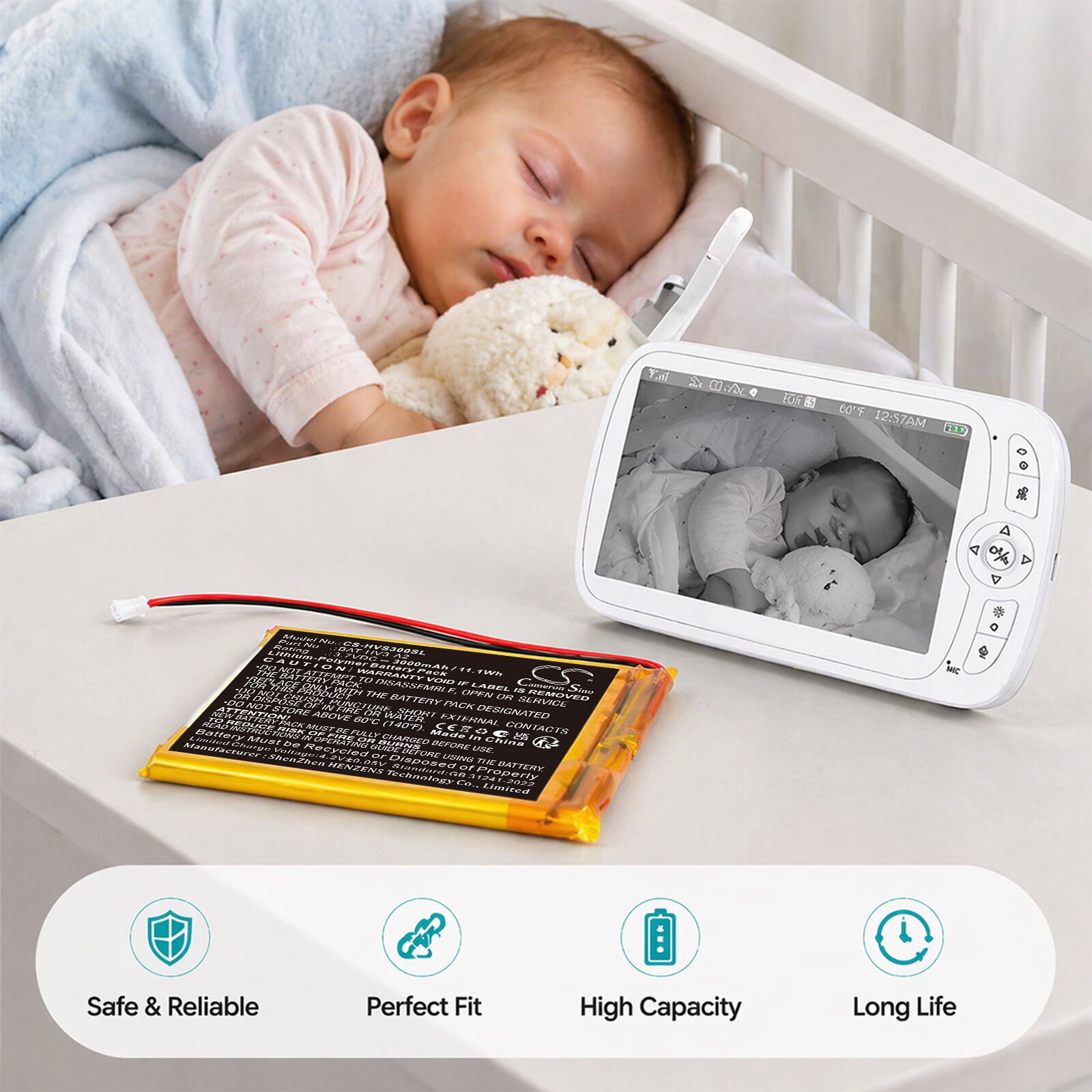 Batteri til BabyPhone for HeimVision Soothe 3 babyalarm