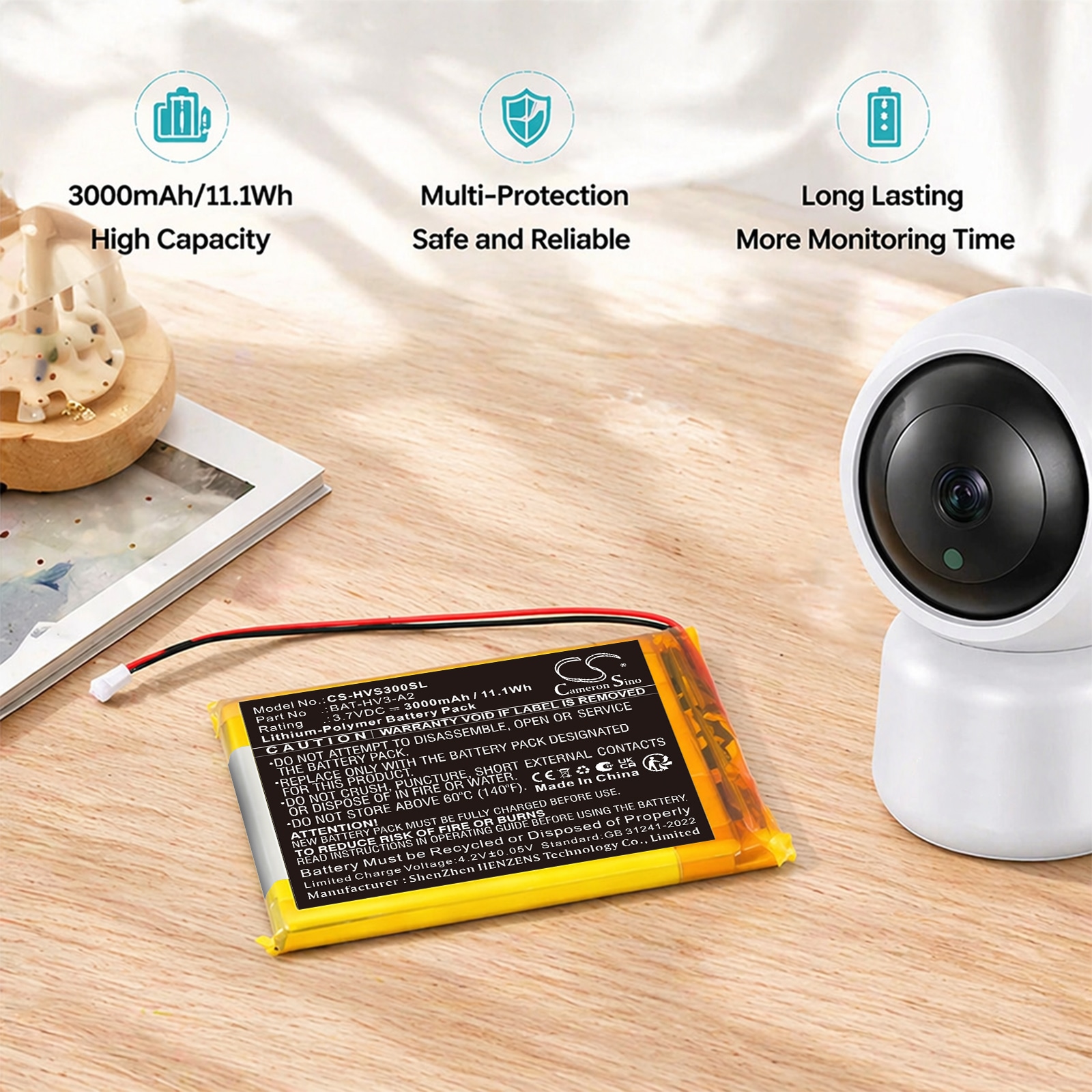 Batteri til BabyPhone for HeimVision Soothe 3 babyalarm