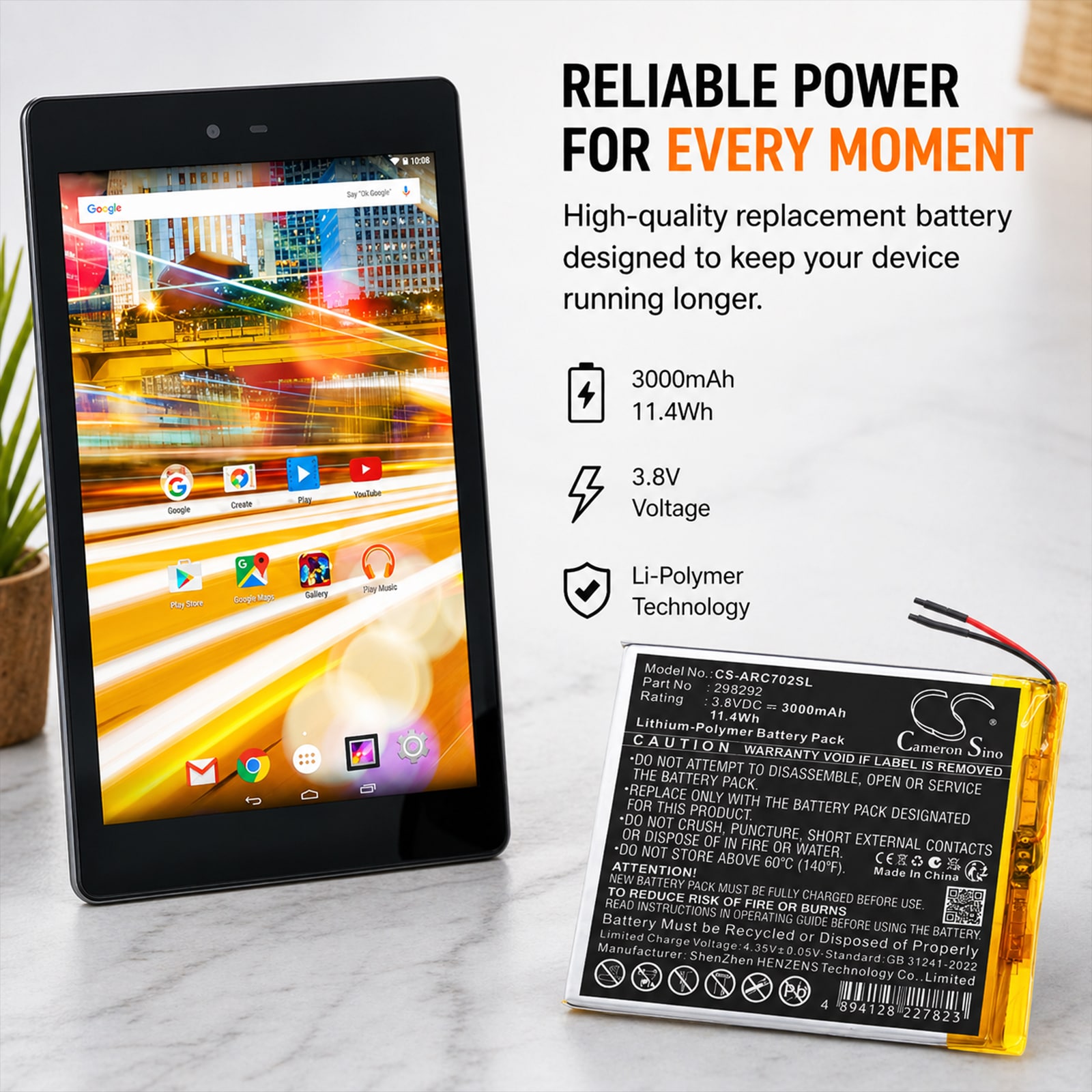 Batteri til nettbrett for Archos 70 Oxygen, AC70OX, AC70OXV2