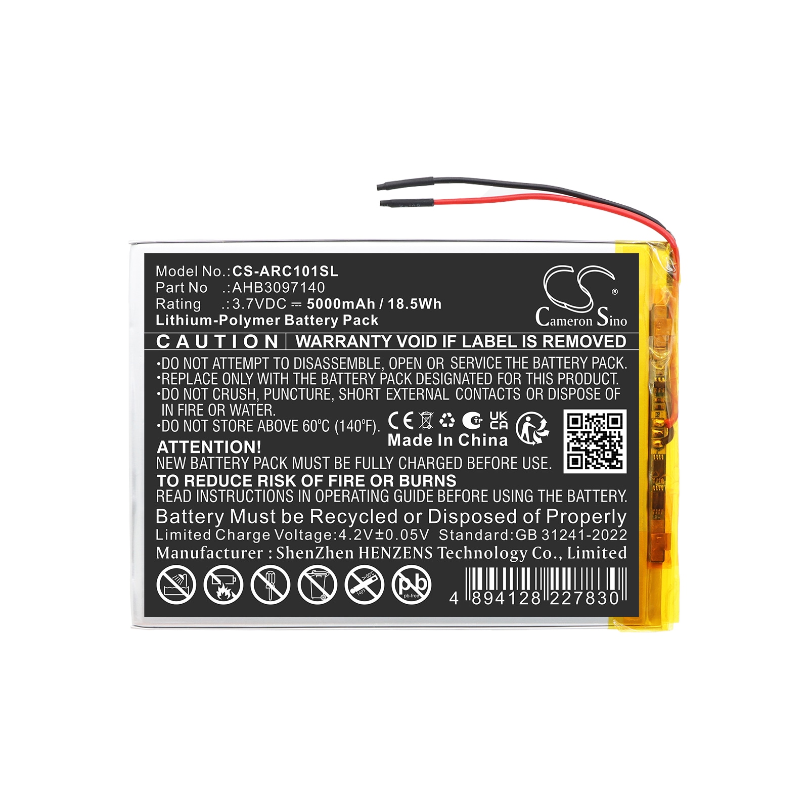 Batteri til nettbrett for Archos 101 Core 3G, AC101ASWFV2, AC101CR3GV2 m.fl.
