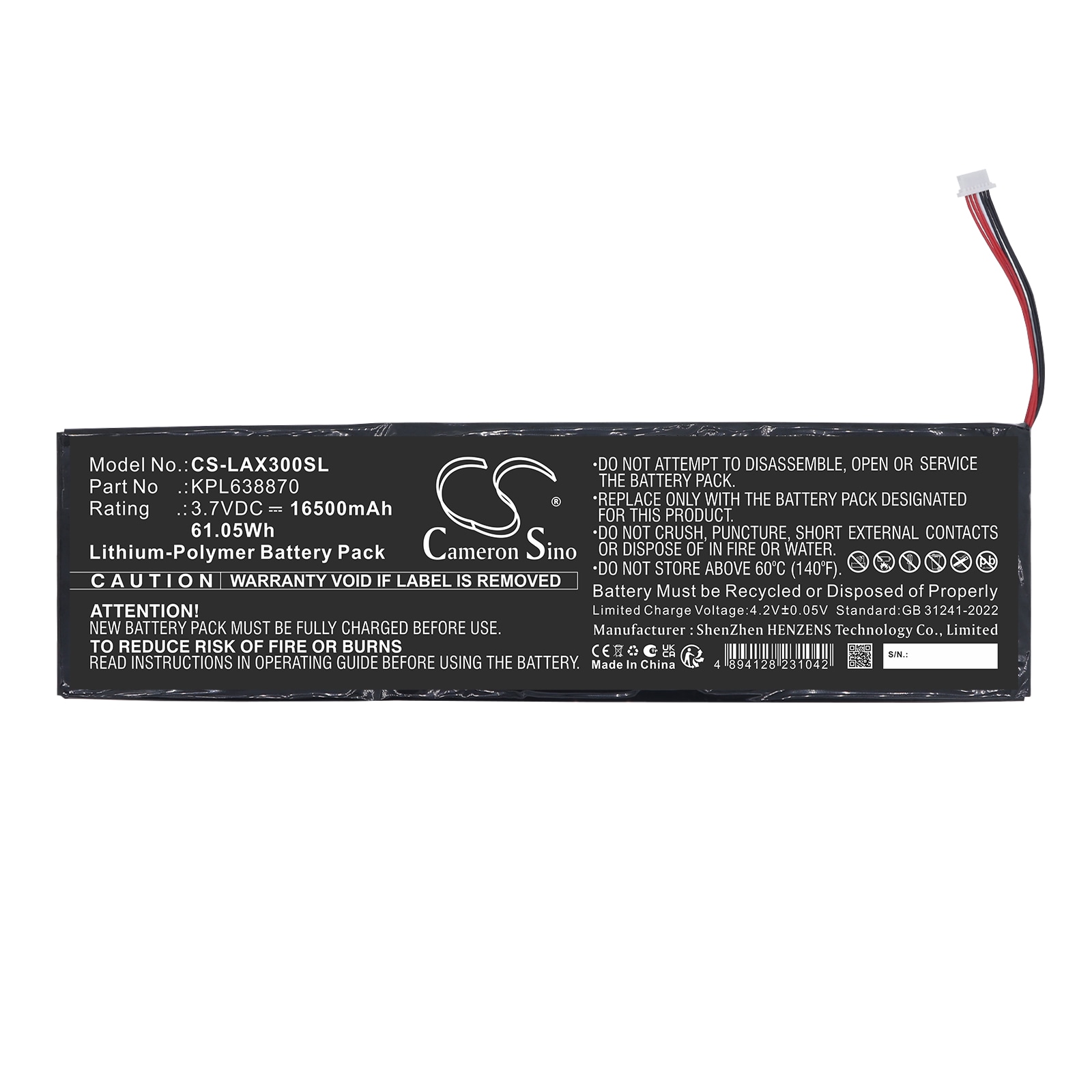Batteri til diagnoseskanner for Launch X-431 PAD 3, X-431 PAD III m.fl.