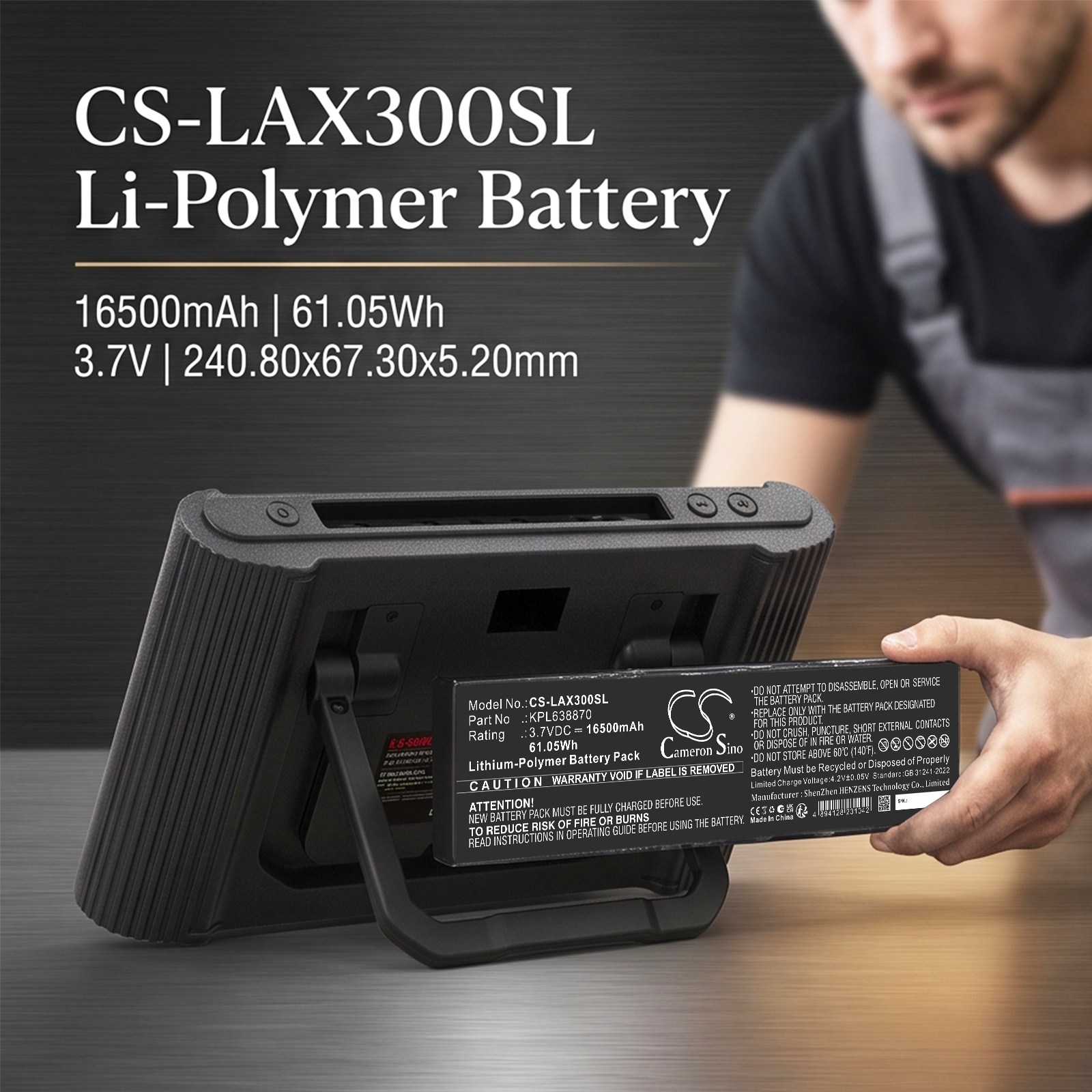 Batteri til diagnoseskanner for Launch X-431 PAD 3, X-431 PAD III m.fl.