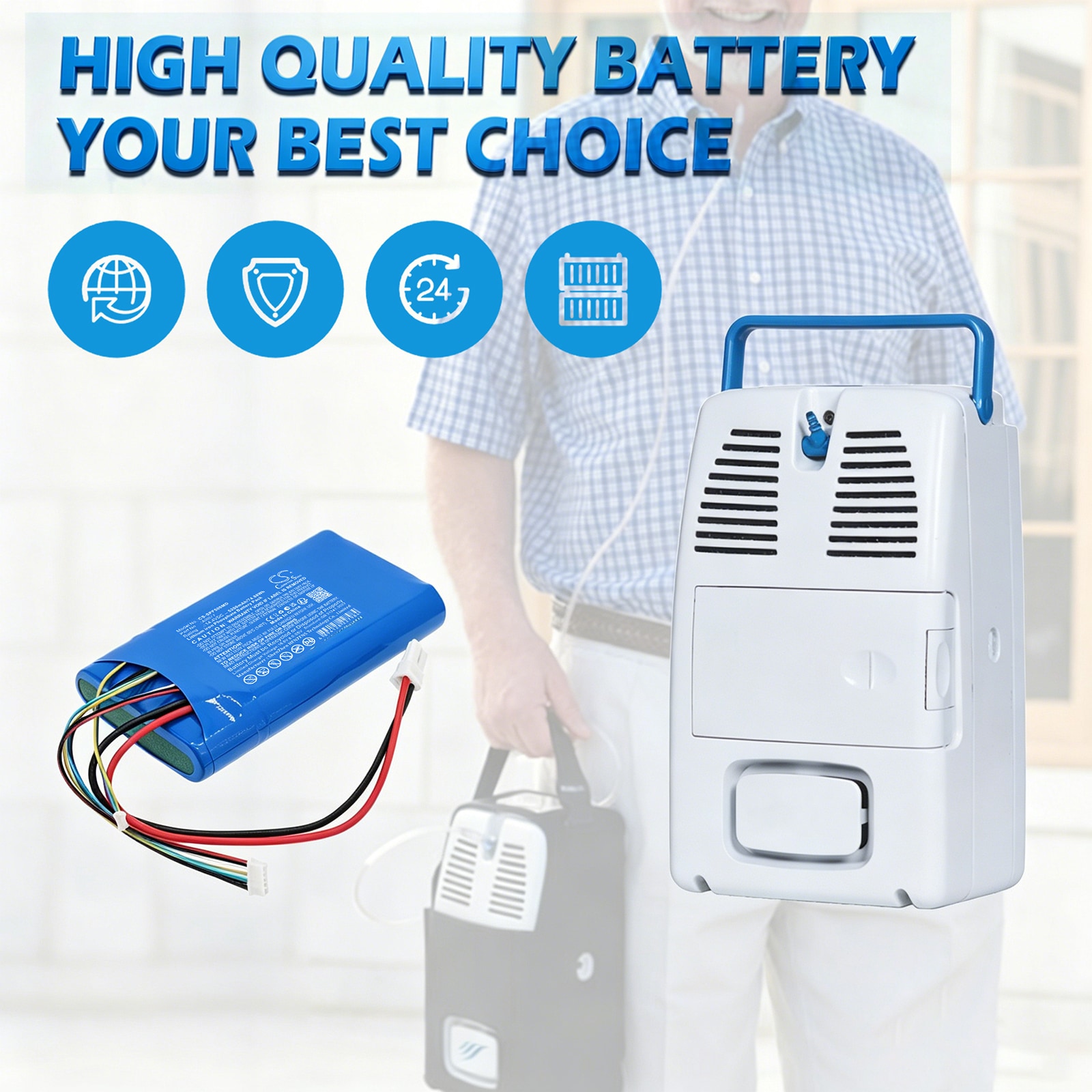 Batteri til medisinsk utstyr for AirSep FreeSthle 5 Oxyegn