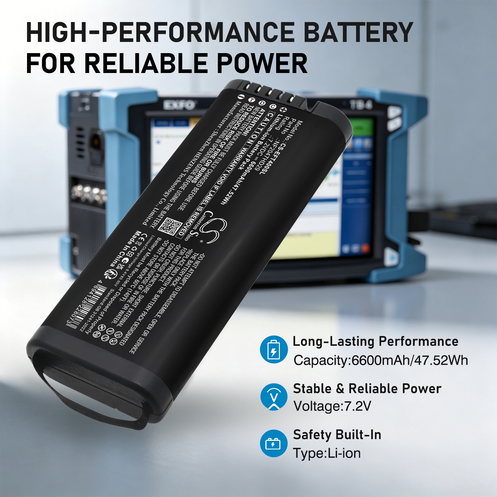 Batteri til kartlegging og testing, utstyr til EXFO FTB-4