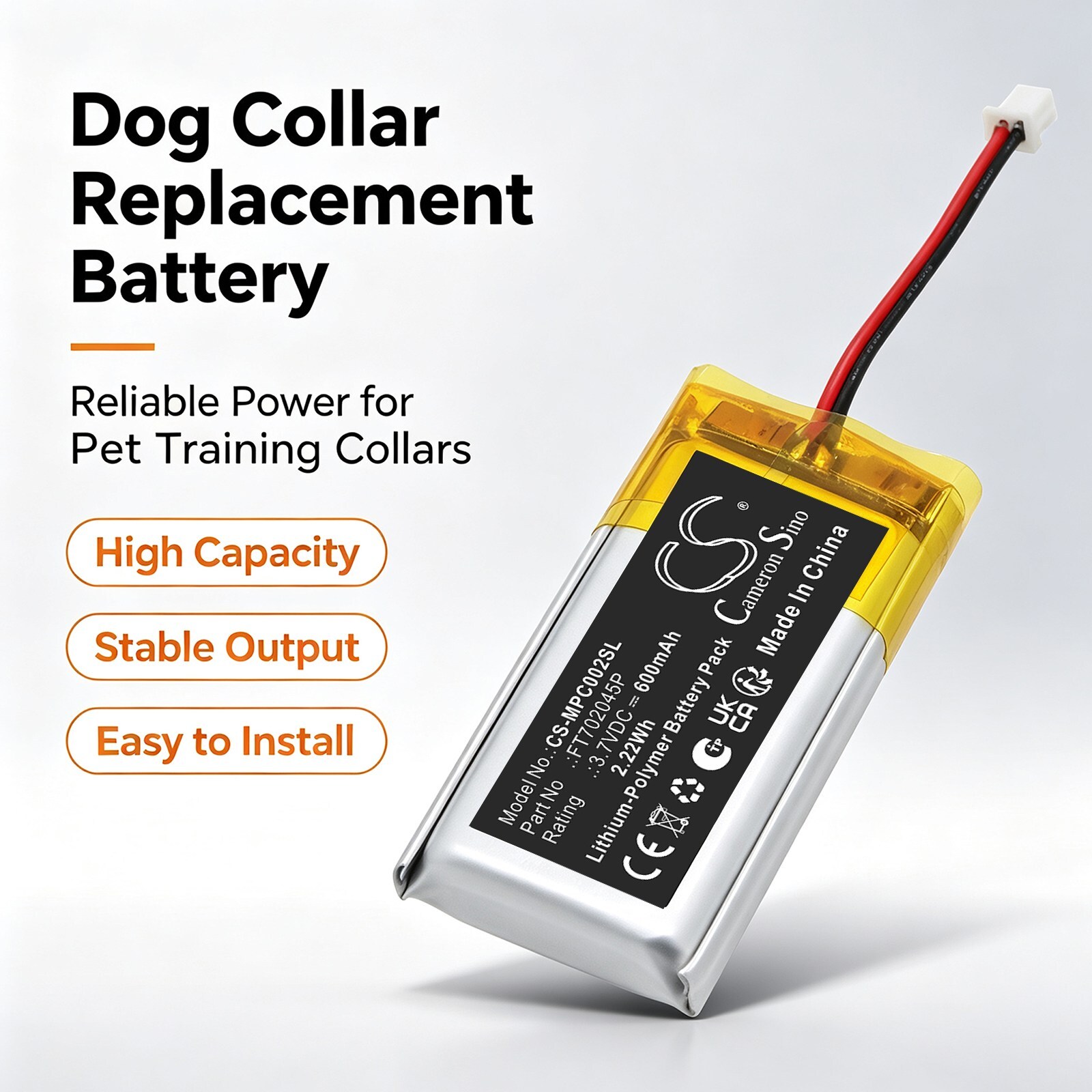 Batteri til hundehalsbånd for My Pet Command DF, Dog Training, Dog Fence Collars