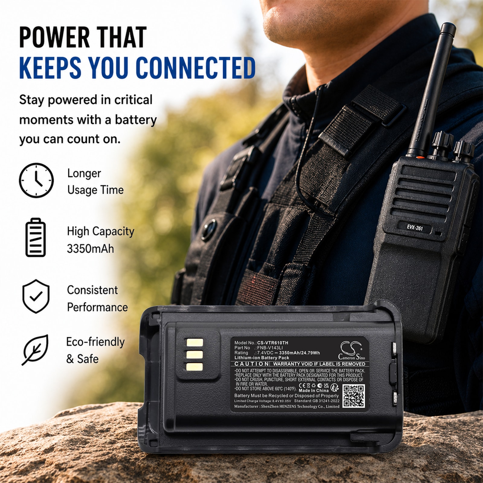 Batteri til toveisradio for Vertex Standard EVX-Z61, EVX-Z69
