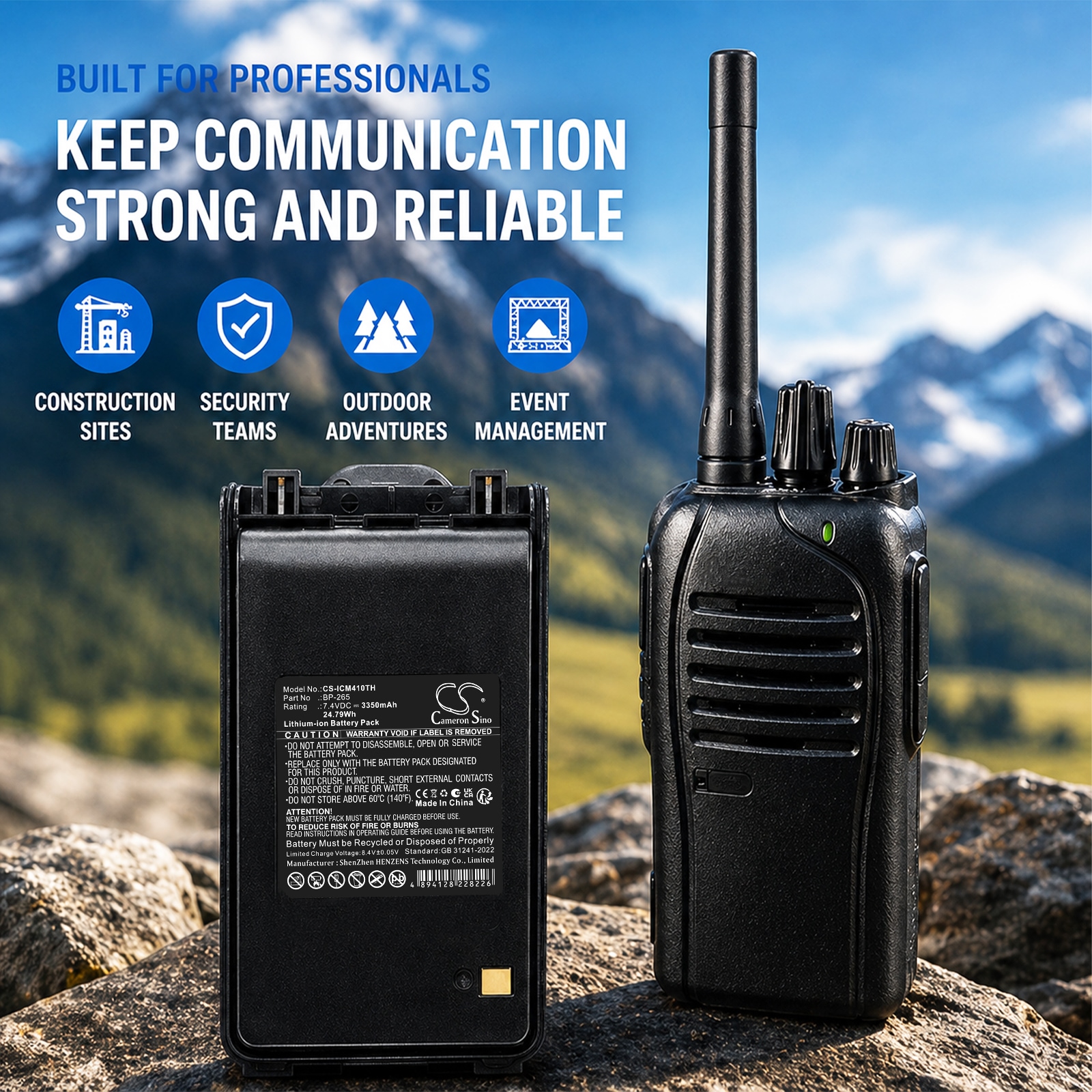 Batteri til toveisradio for Icom IC-3101, IC-4101, IC-F3001 m.fl.
