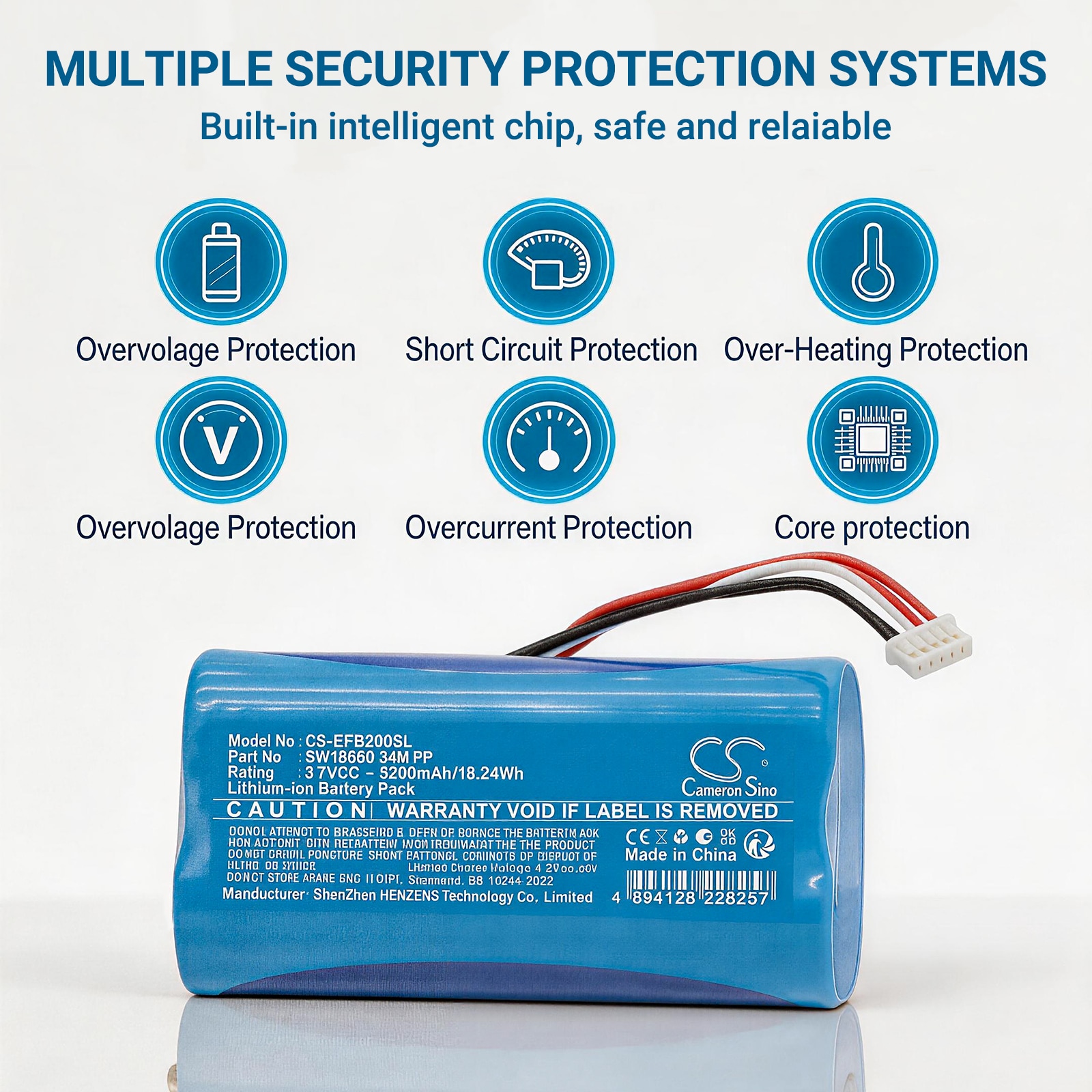 Batteri til hjemmets sikkerhetskamera for Eufy T3814, AKT8223 m.fl.