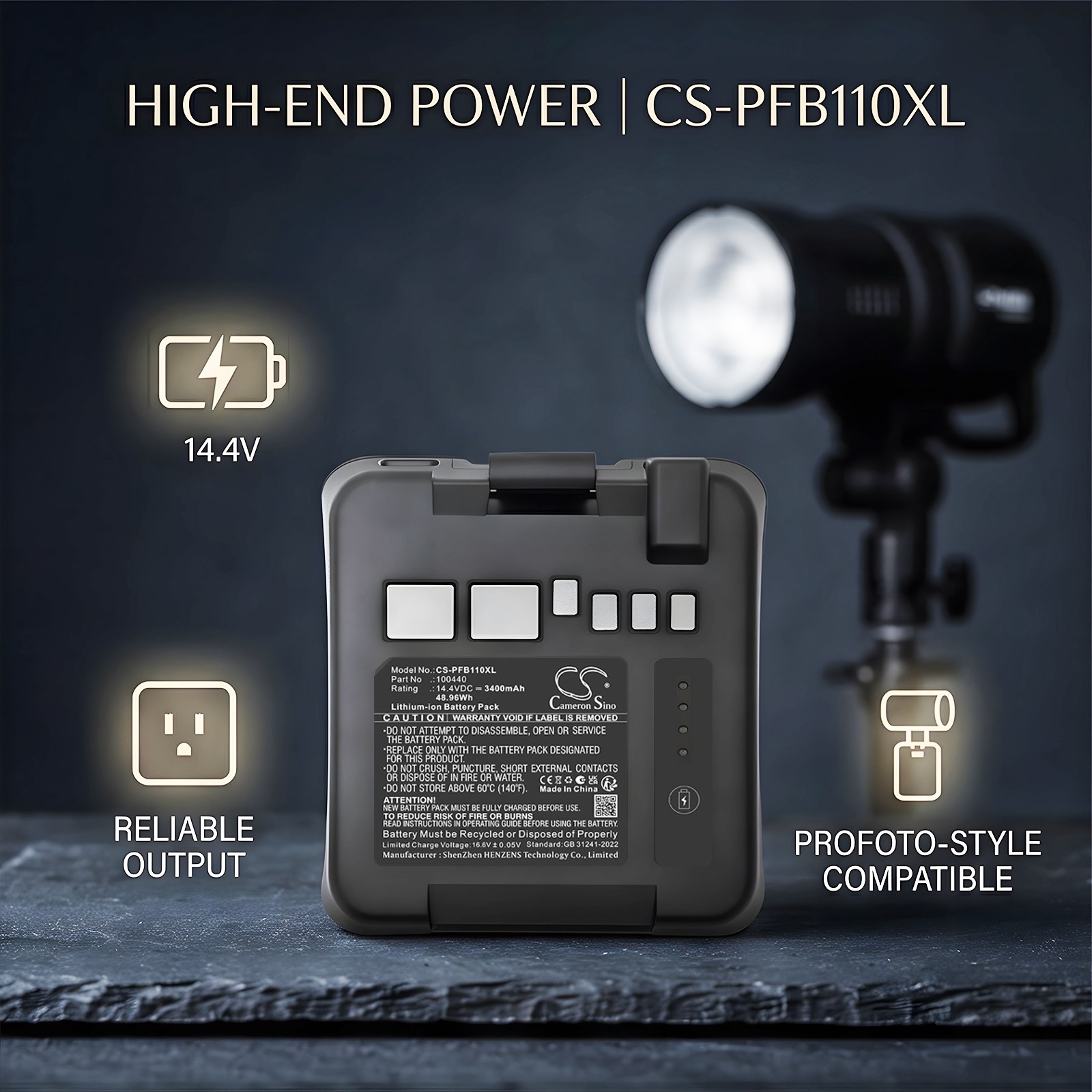 Batteri til strobelys for Profoto B10, B10 Plus, B10X m.fl.