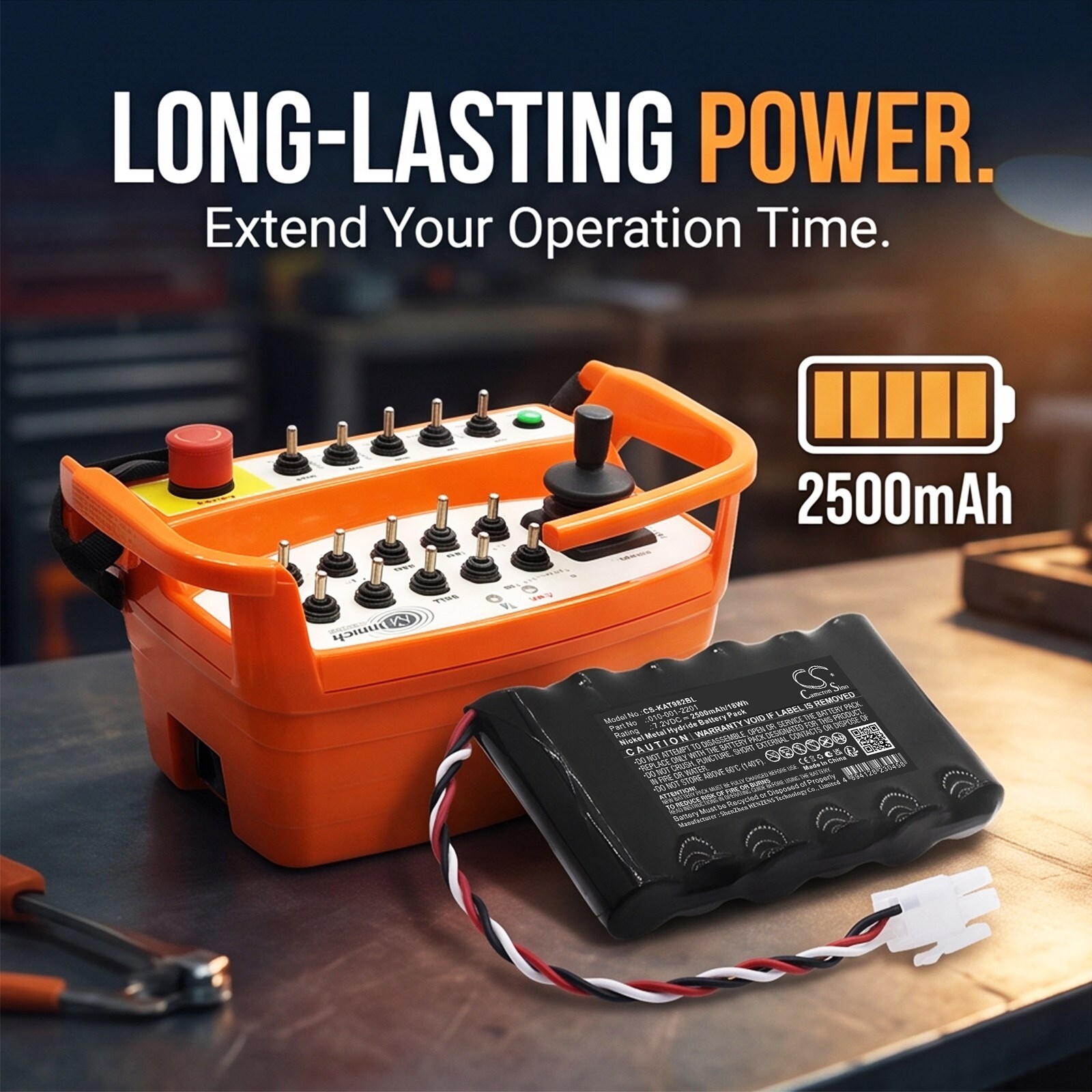 Batteri til fjernkontroll for kran fra KAR-TECH